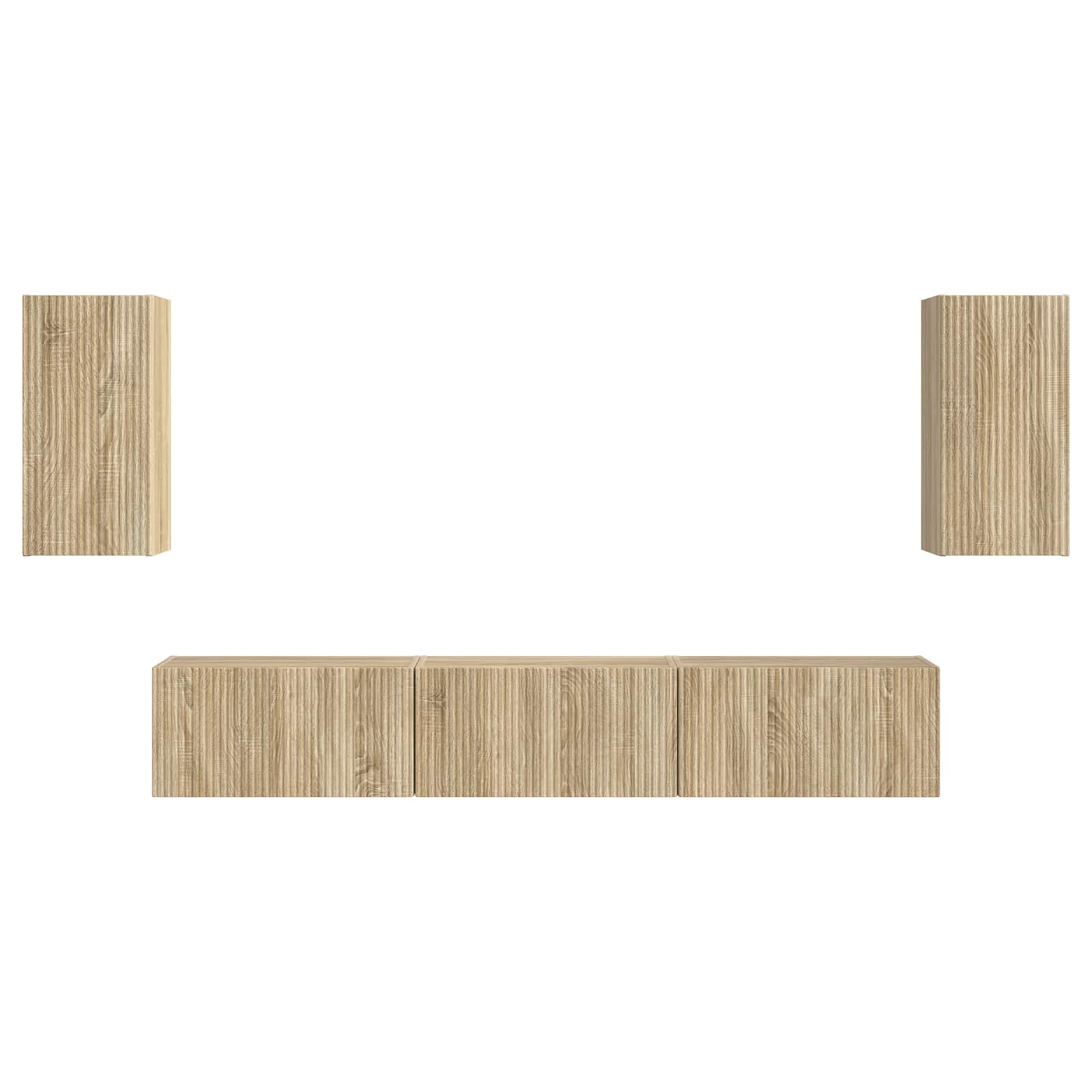 Tv-meubelset Wandgemonteerd 5 pcs Sonoma Eiken Bewerkt hout is nu te koop bij PeponiXL, paradijselijk wonen!