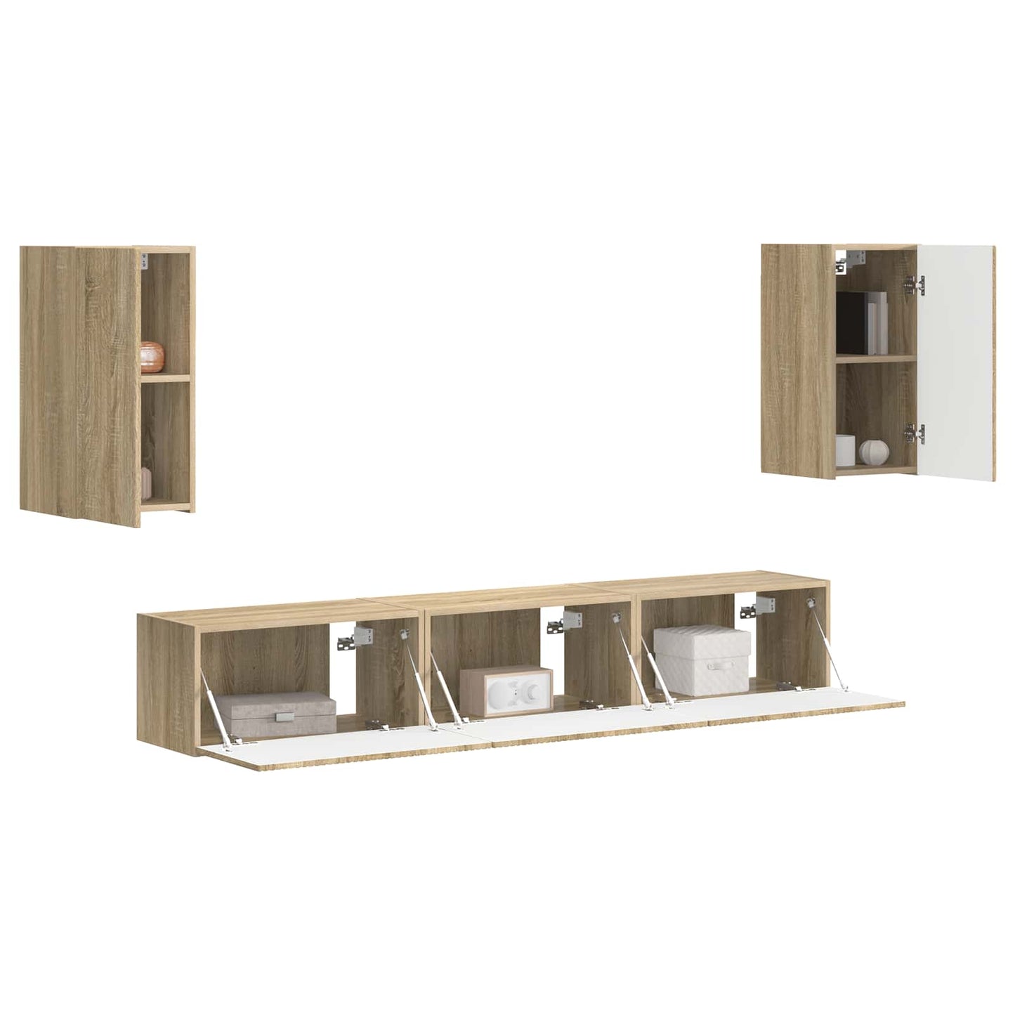 Tv-meubelset Wandgemonteerd 5 pcs Sonoma Eiken Bewerkt hout is nu te koop bij PeponiXL, paradijselijk wonen!