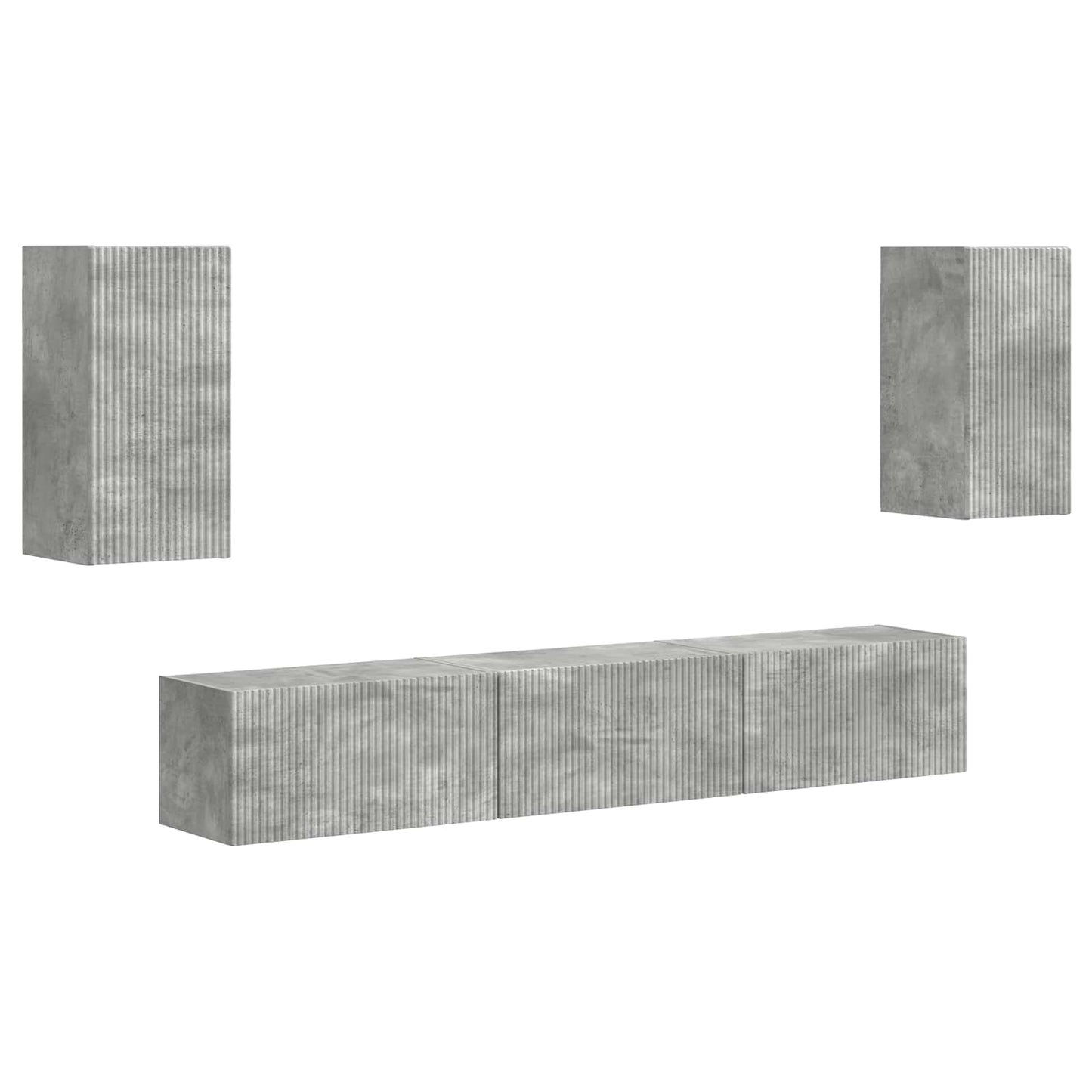 Tv-meubelset Wandgemonteerd 5 pcs Beton Grijs Bewerkt hout is nu te koop bij PeponiXL, paradijselijk wonen!