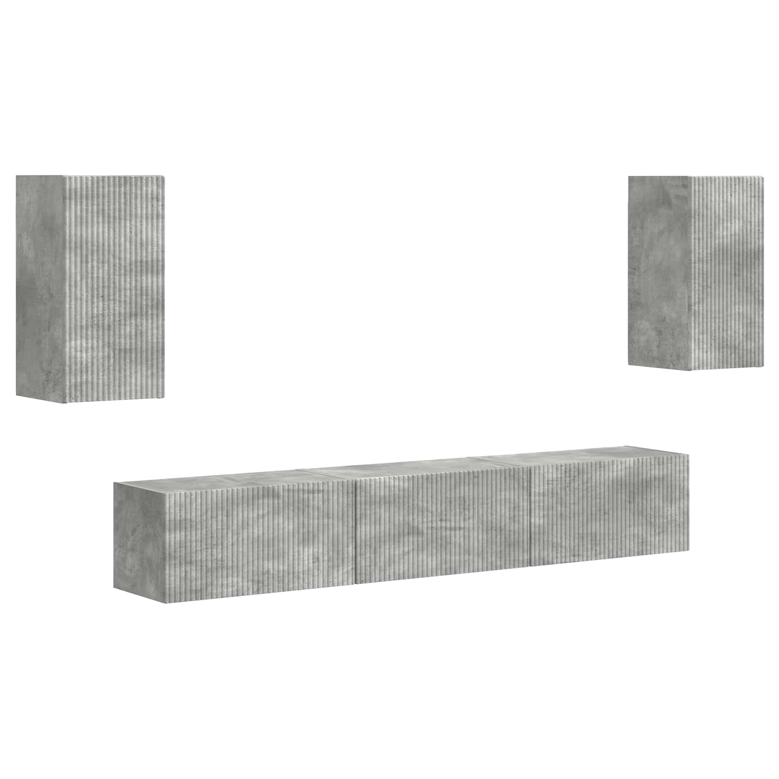 Tv-meubelset Wandgemonteerd 5 pcs Beton Grijs Bewerkt hout is nu te koop bij PeponiXL, paradijselijk wonen!