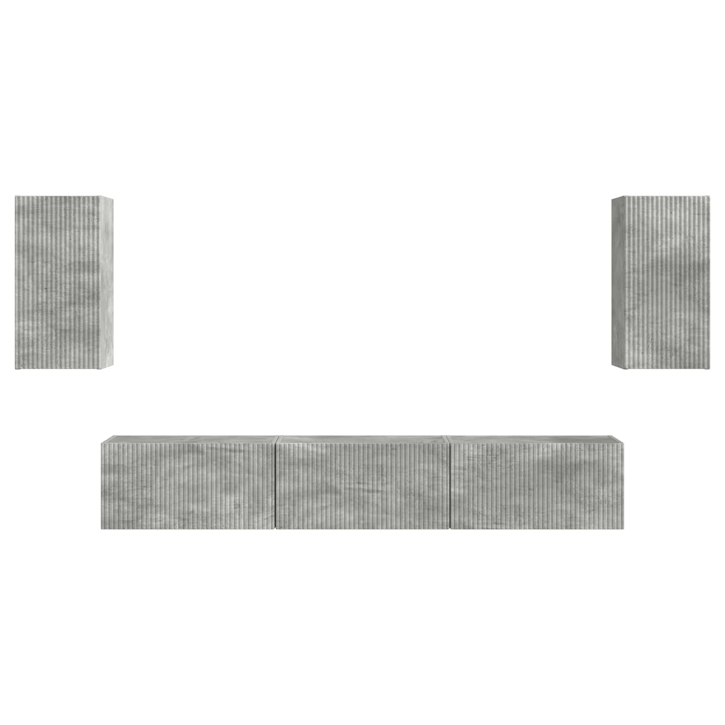 Tv-meubelset Wandgemonteerd 5 pcs Beton Grijs Bewerkt hout is nu te koop bij PeponiXL, paradijselijk wonen!
