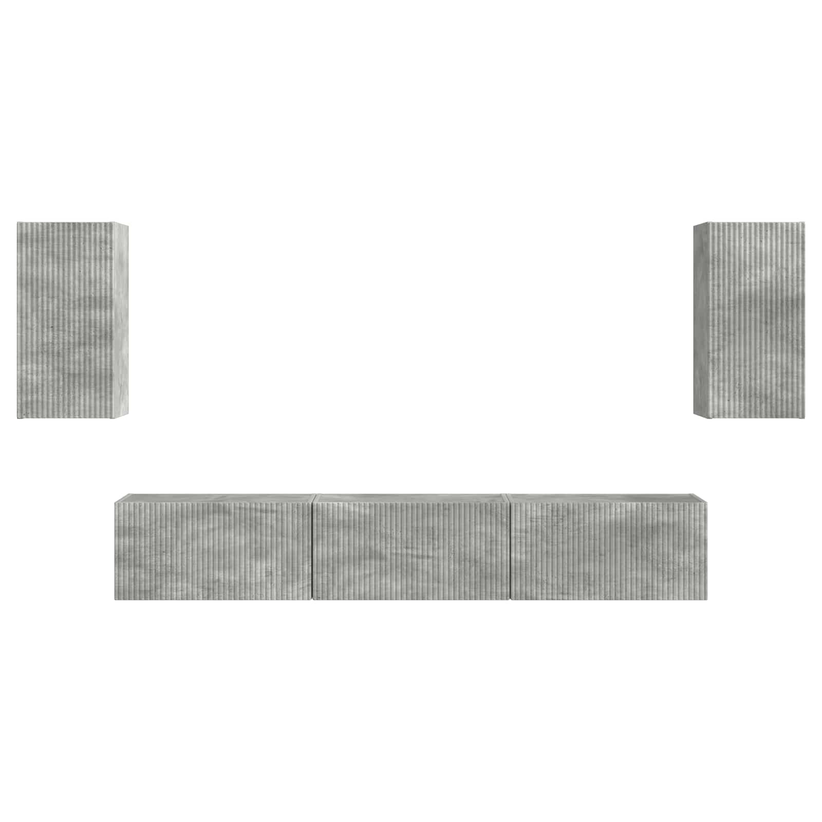 Tv-meubelset Wandgemonteerd 5 pcs Beton Grijs Bewerkt hout is nu te koop bij PeponiXL, paradijselijk wonen!