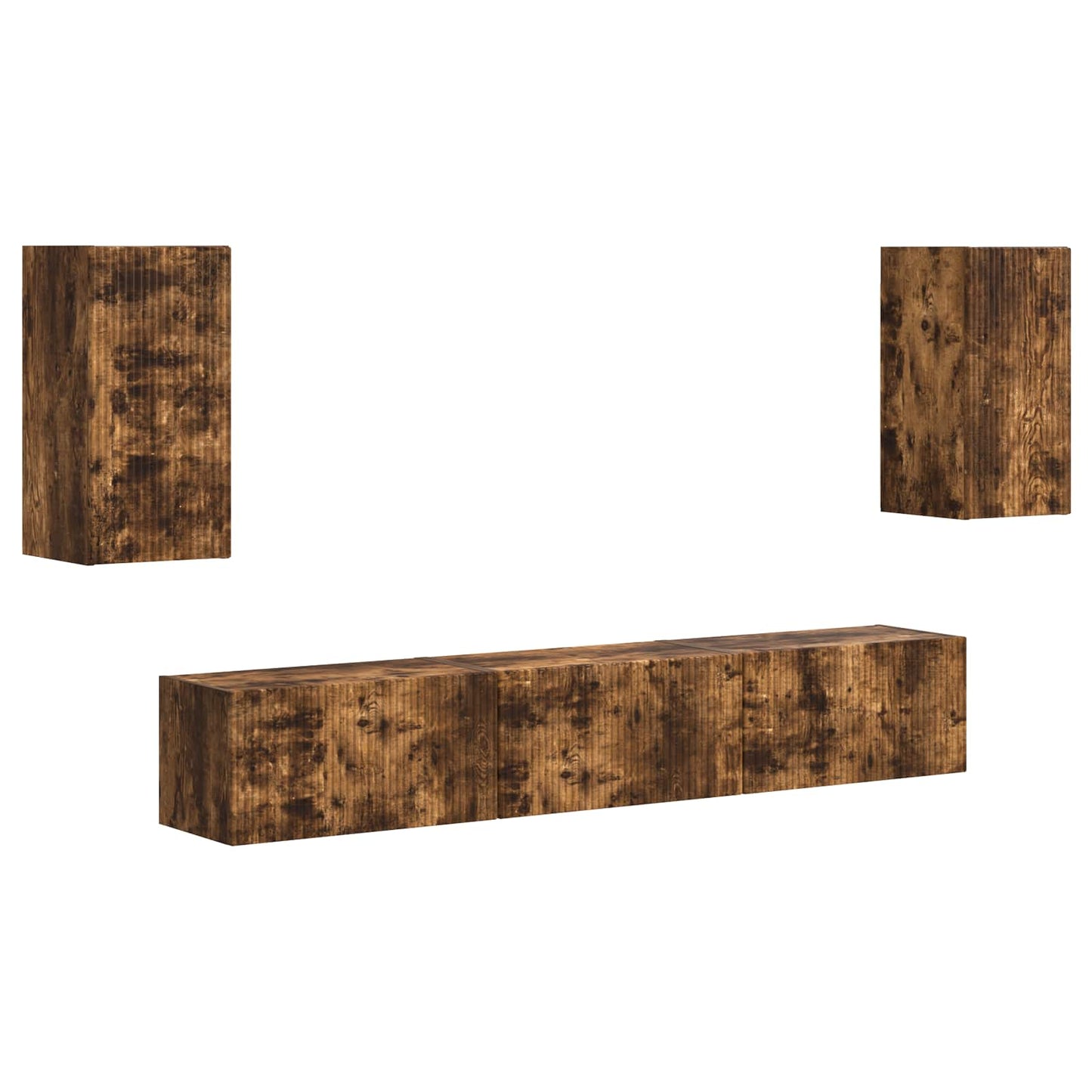 Tv-meubelset Wandgemonteerd 5 pcs Gerookt eiken Bewerkt hout is nu te koop bij PeponiXL, paradijselijk wonen!