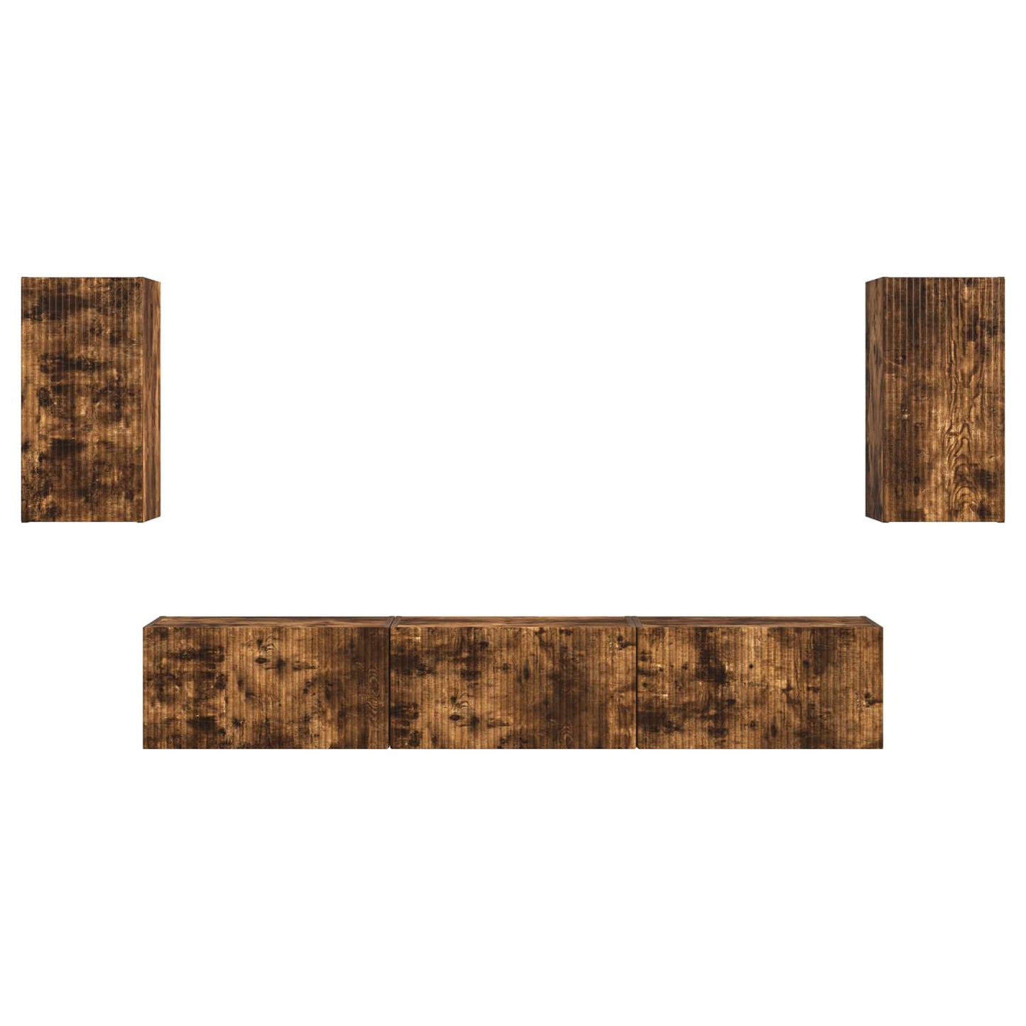 Tv-meubelset Wandgemonteerd 5 pcs Gerookt eiken Bewerkt hout is nu te koop bij PeponiXL, paradijselijk wonen!