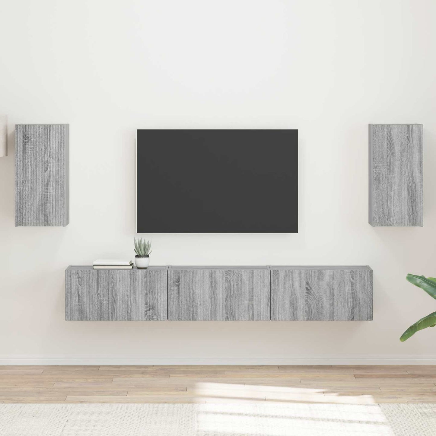 Tv-meubelset Wandgemonteerd 5 pcs Grijs Sonoma Bewerkt hout is nu te koop bij PeponiXL, paradijselijk wonen!