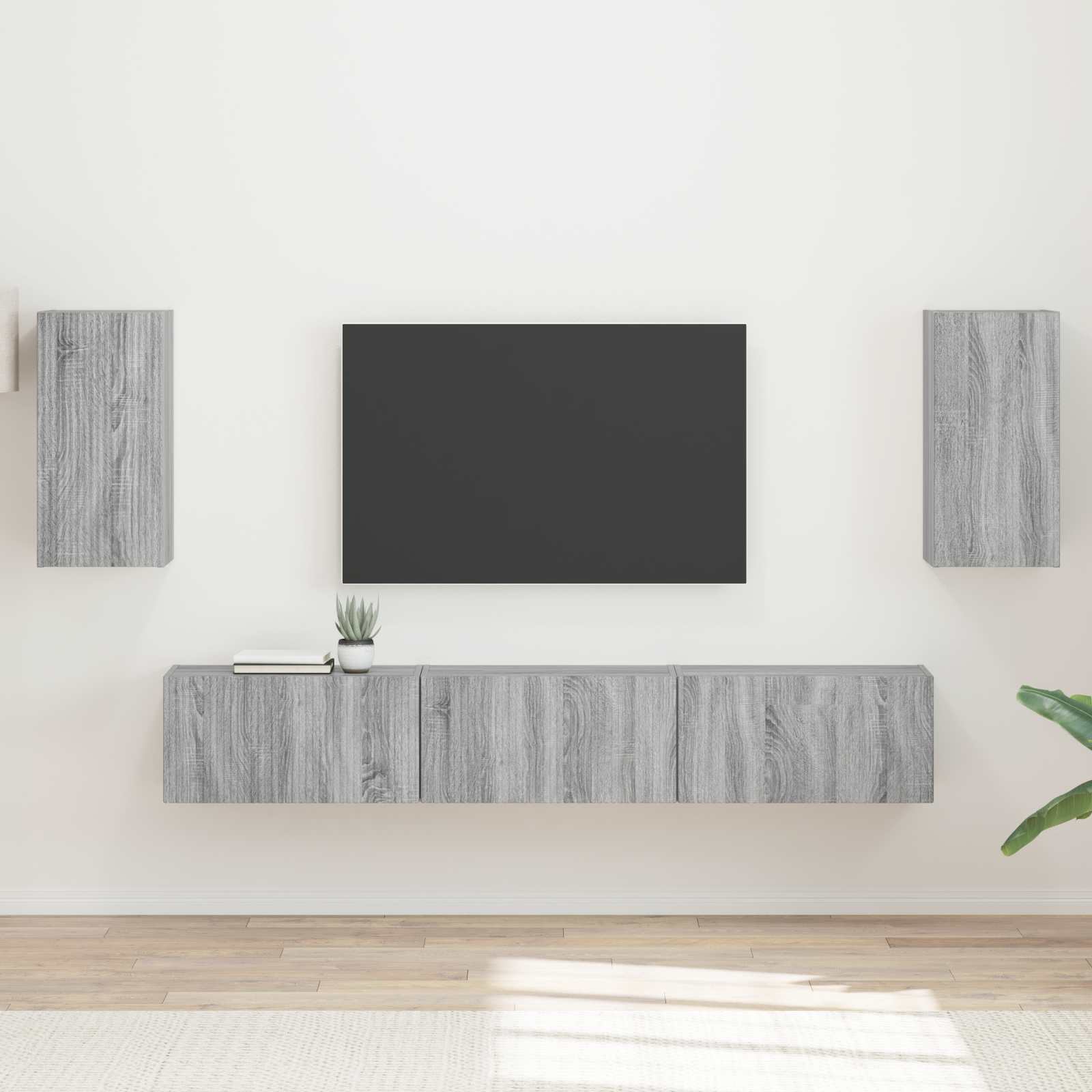 Tv-meubelset Wandgemonteerd 5 pcs Grijs Sonoma Bewerkt hout is nu te koop bij PeponiXL, paradijselijk wonen!