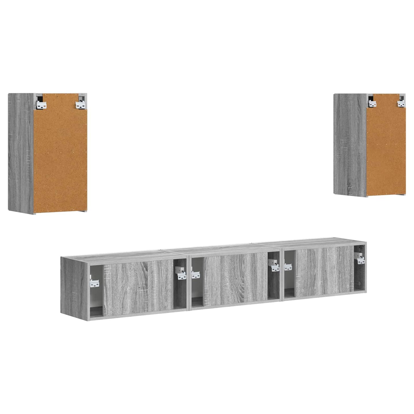 Tv-meubelset Wandgemonteerd 5 pcs Grijs Sonoma Bewerkt hout is nu te koop bij PeponiXL, paradijselijk wonen!