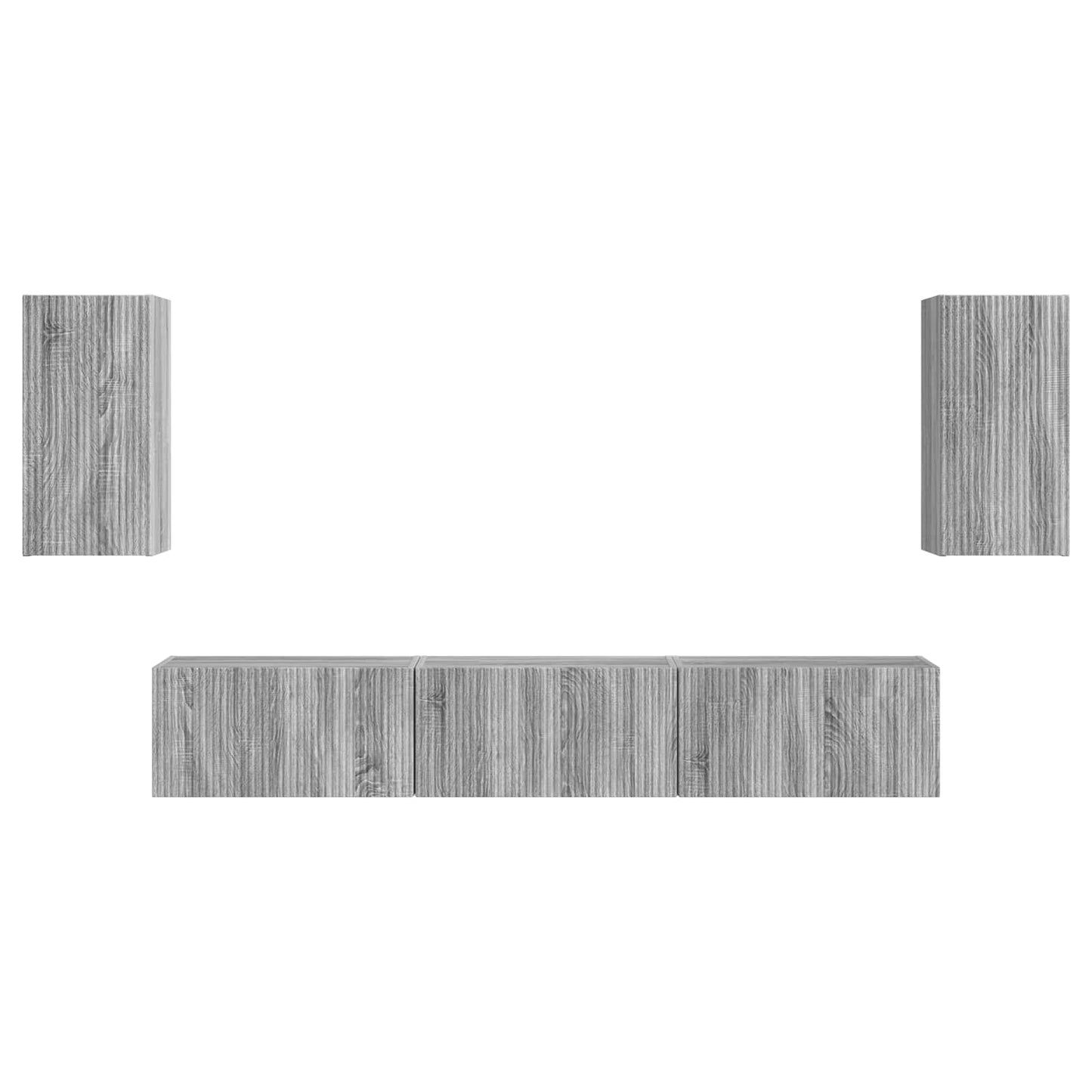 Tv-meubelset Wandgemonteerd 5 pcs Grijs Sonoma Bewerkt hout is nu te koop bij PeponiXL, paradijselijk wonen!