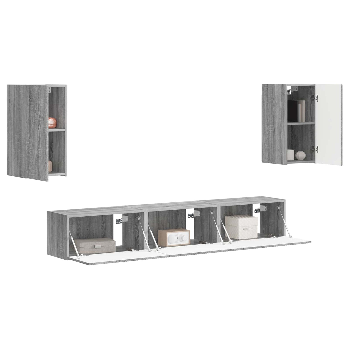 Tv-meubelset Wandgemonteerd 5 pcs Grijs Sonoma Bewerkt hout is nu te koop bij PeponiXL, paradijselijk wonen!