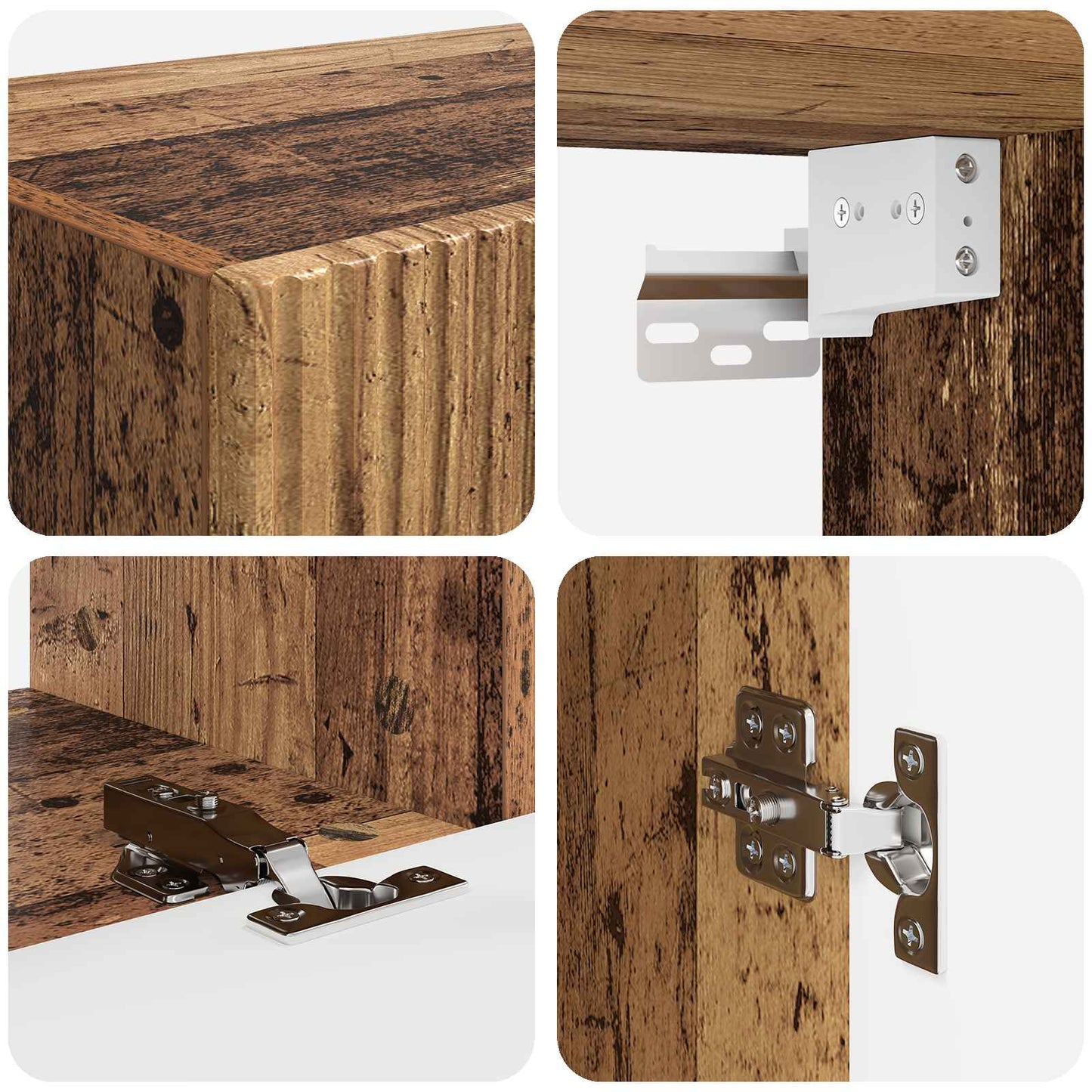 Tv-meubelset Wandgemonteerd 5 pcs Oudhout Bewerkt hout is nu te koop bij PeponiXL, paradijselijk wonen!