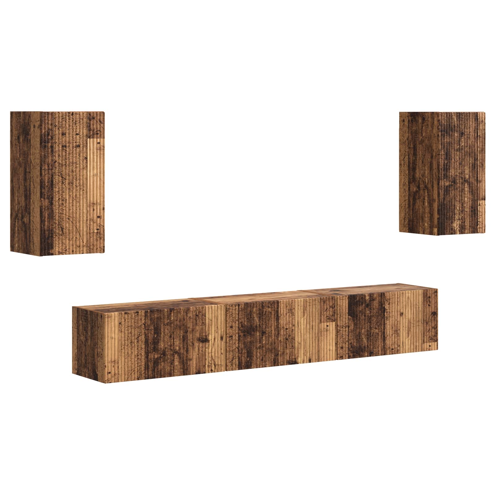 Tv-meubelset Wandgemonteerd 5 pcs Oudhout Bewerkt hout is nu te koop bij PeponiXL, paradijselijk wonen!
