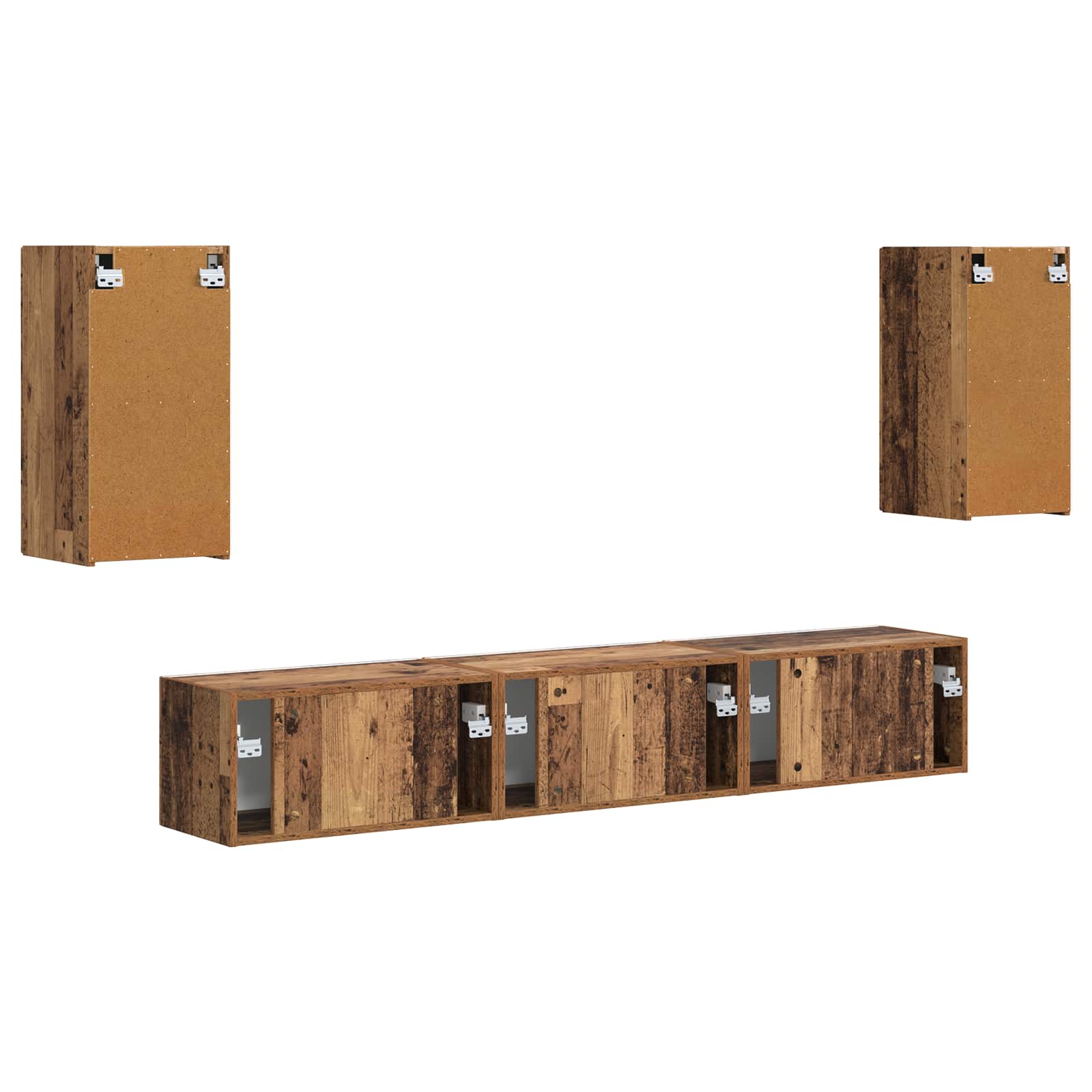 Tv-meubelset Wandgemonteerd 5 pcs Oudhout Bewerkt hout is nu te koop bij PeponiXL, paradijselijk wonen!