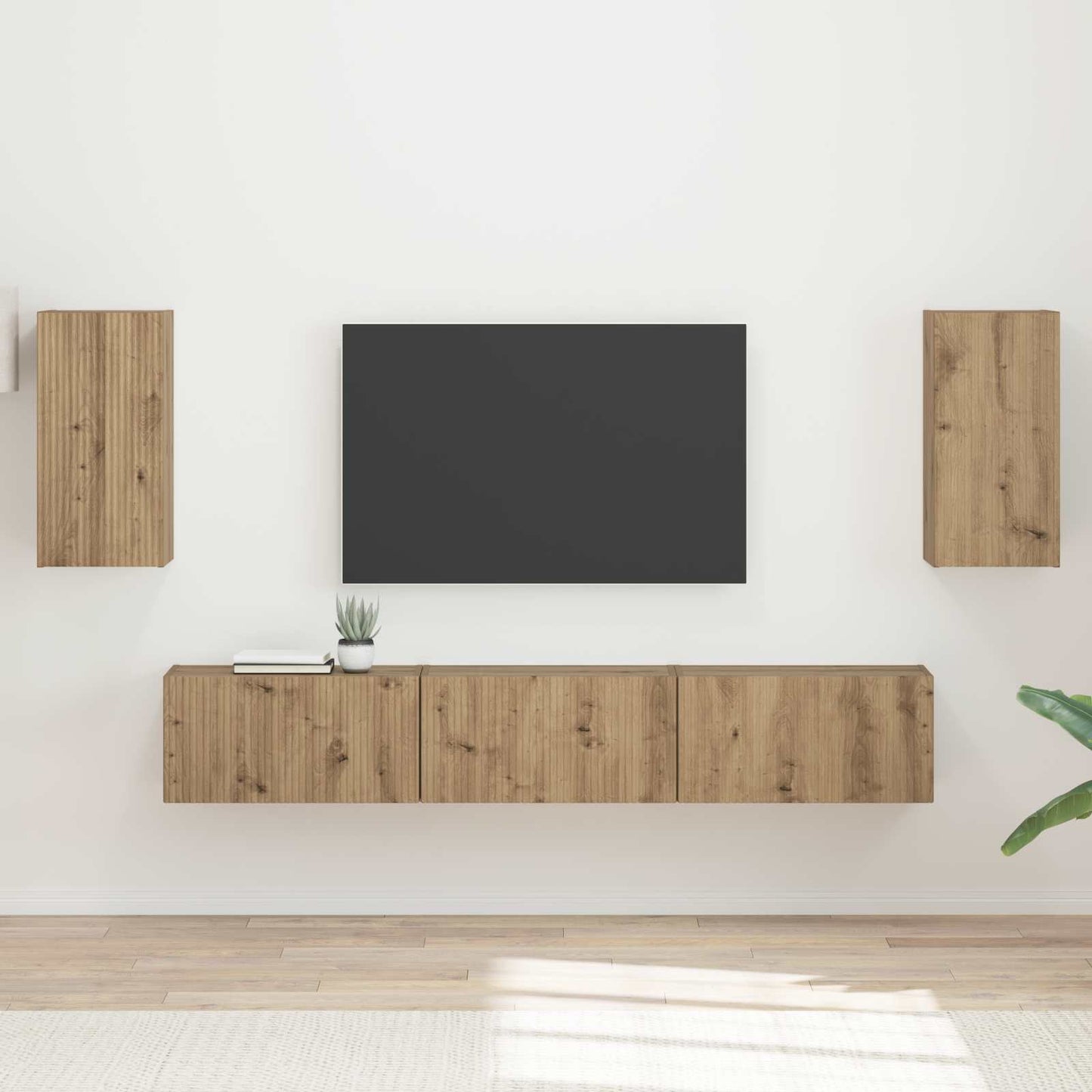 Tv-meubelset 5 pcs Artisan Eiken Bewerkt hout is nu te koop bij PeponiXL, paradijselijk wonen!