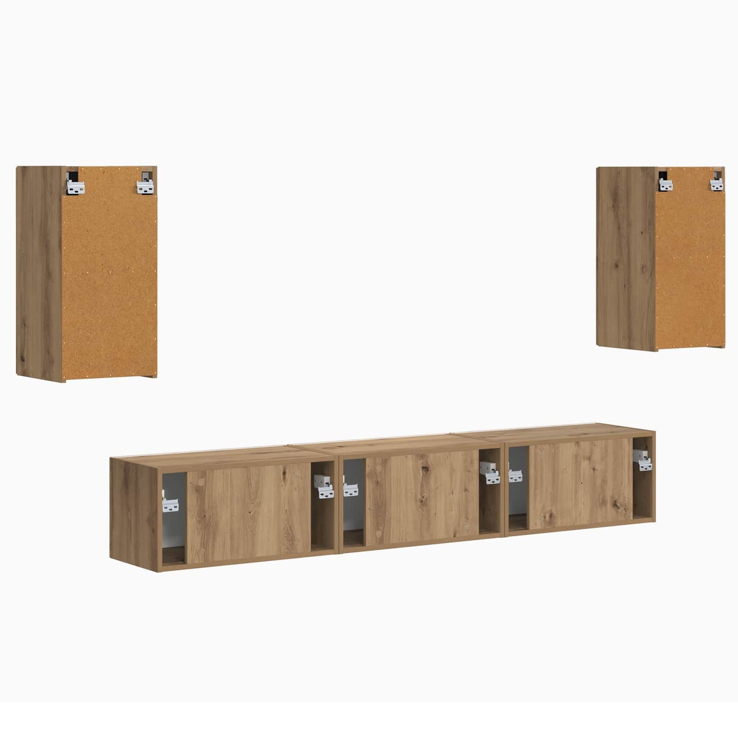 Tv-meubelset 5 pcs Artisan Eiken Bewerkt hout is nu te koop bij PeponiXL, paradijselijk wonen!