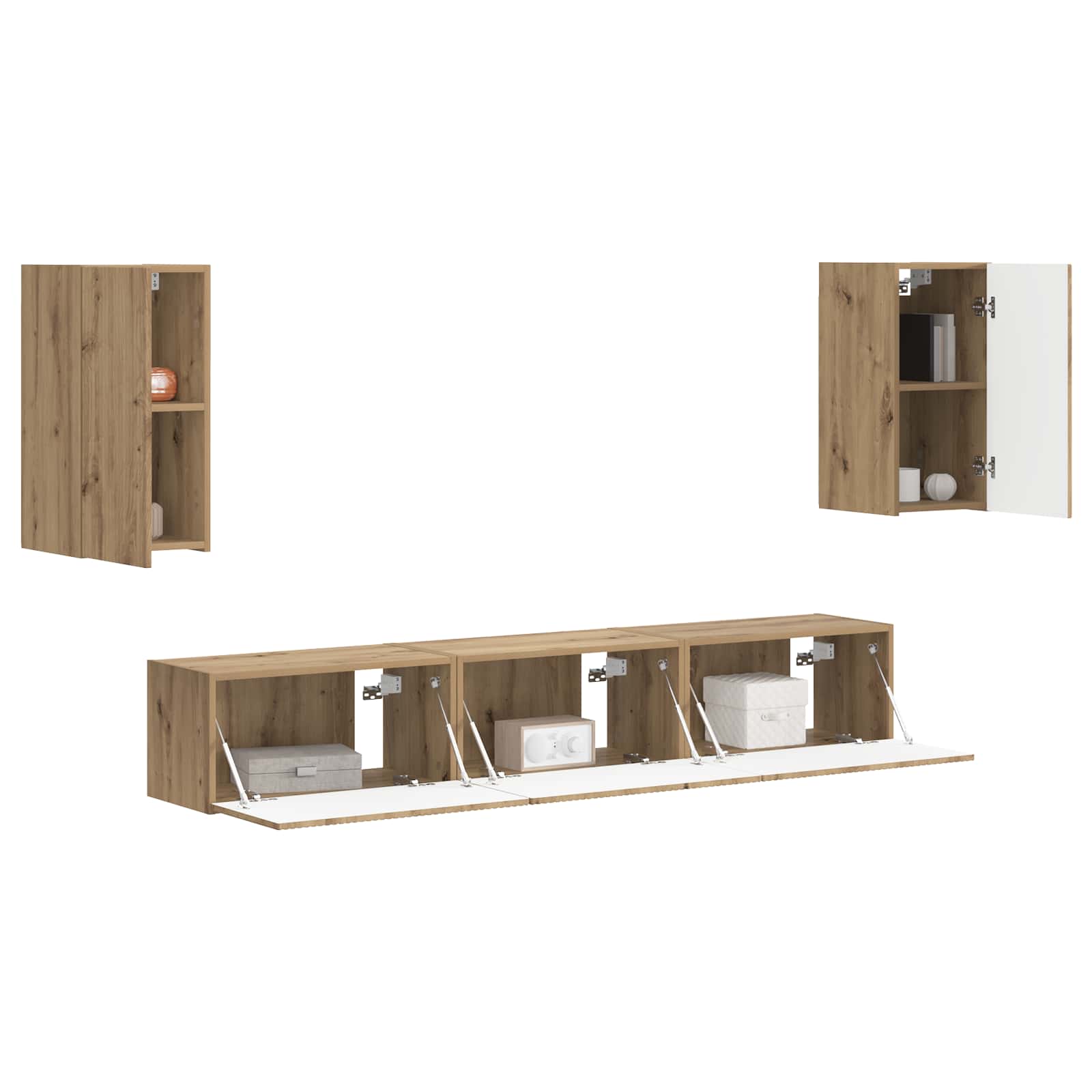 Tv-meubelset 5 pcs Artisan Eiken Bewerkt hout is nu te koop bij PeponiXL, paradijselijk wonen!