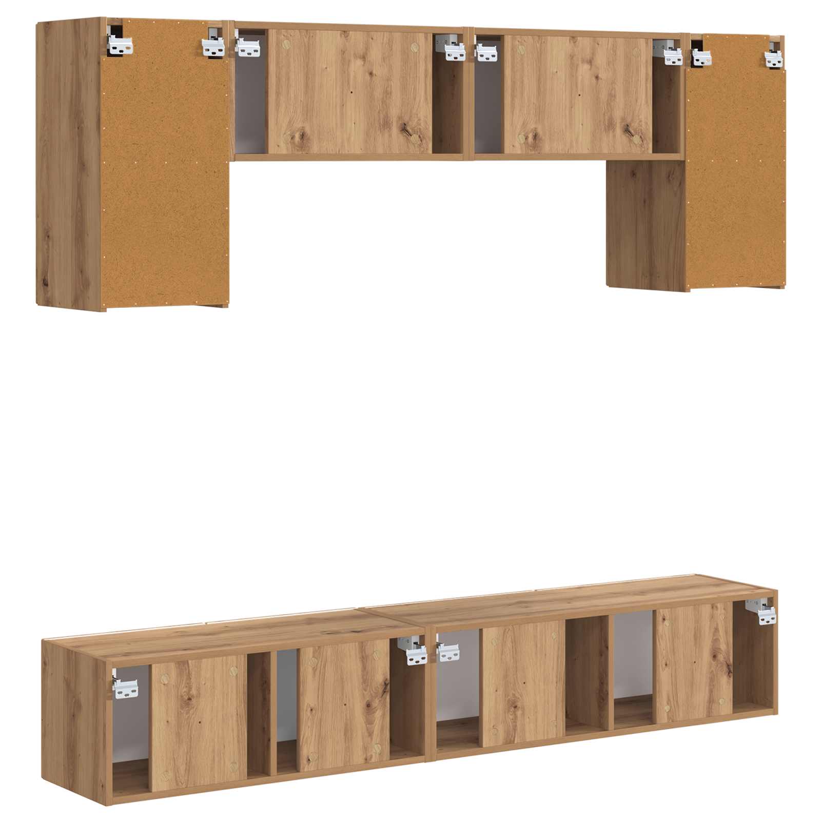 Tv-meubelset Wandgemonteerd 4 pcs Sonoma Eiken Bewerkt hout is nu te koop bij PeponiXL, paradijselijk wonen!
