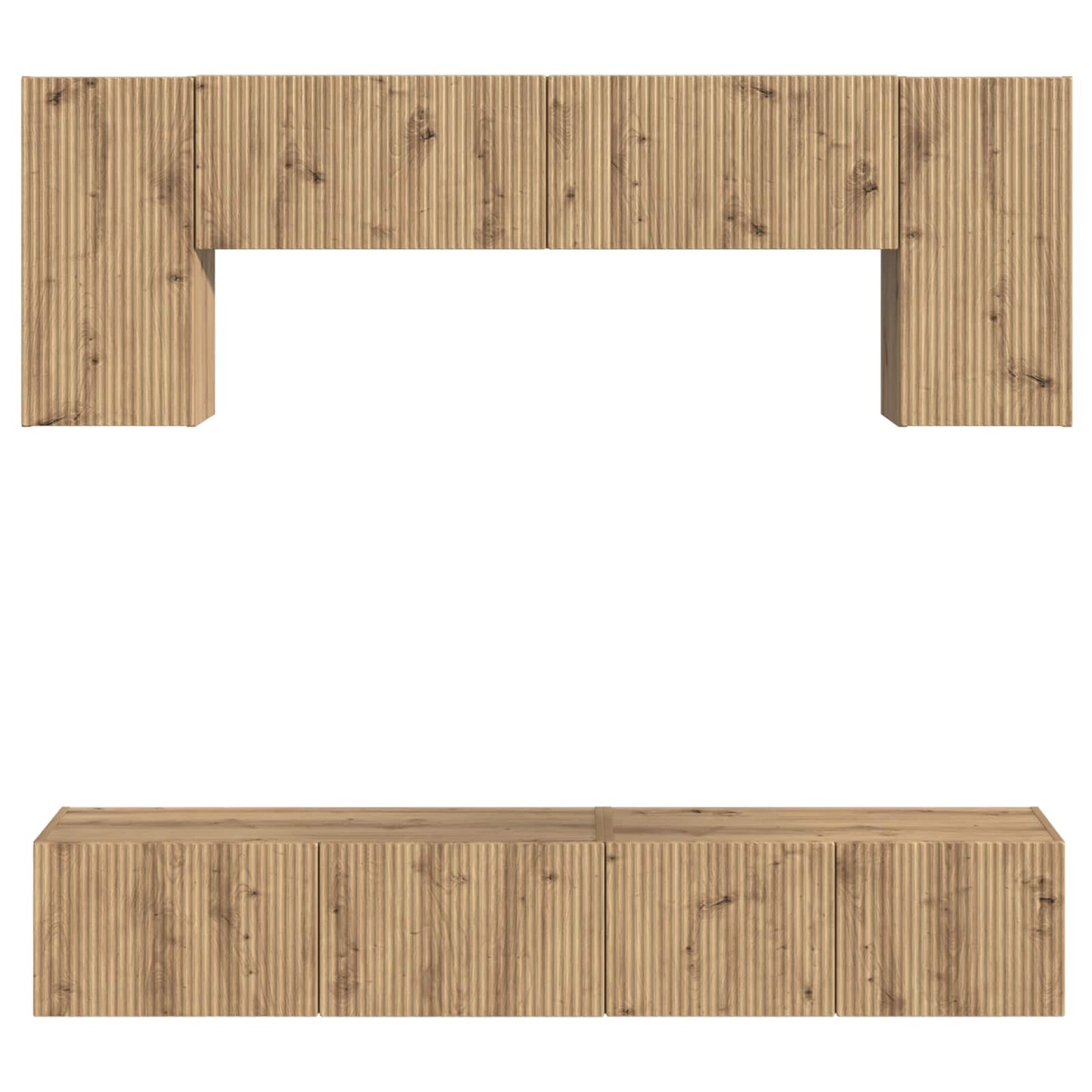 Tv-meubelset Wandgemonteerd 4 pcs Sonoma Eiken Bewerkt hout is nu te koop bij PeponiXL, paradijselijk wonen!