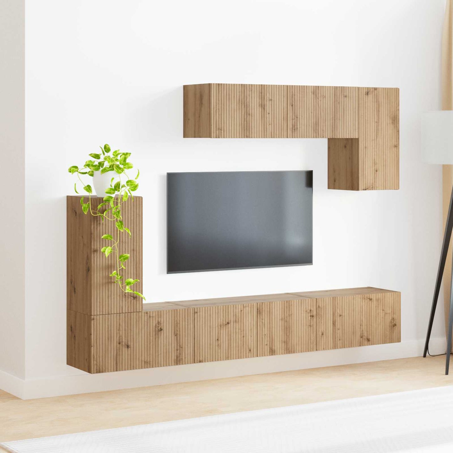 Tv-meubelset Wandgemonteerd 4 pcs Grijs Sonoma Bewerkt hout is nu te koop bij PeponiXL, paradijselijk wonen!