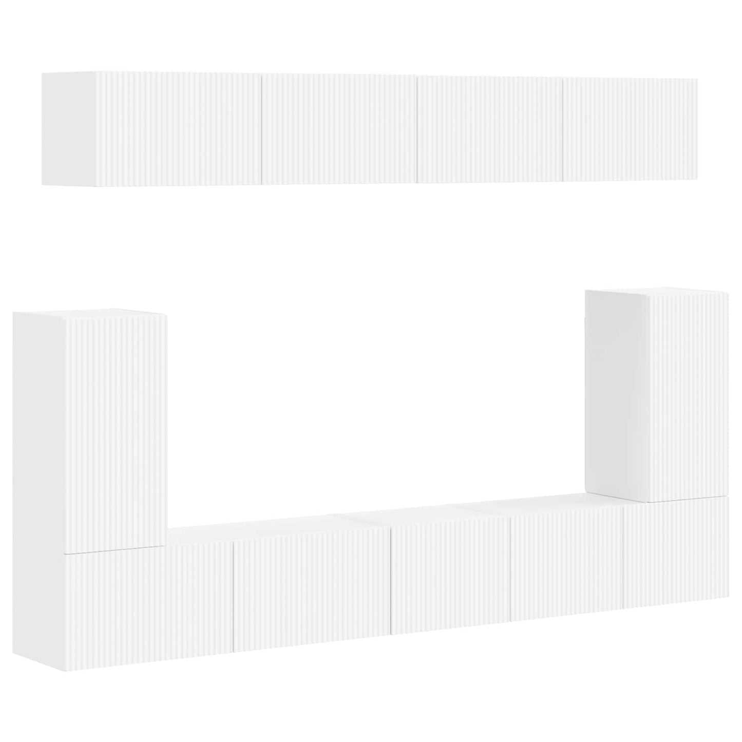 Tv-meubelset Wandgemonteerd 5 pcs Wit Bewerkt hout is nu te koop bij PeponiXL, paradijselijk wonen!