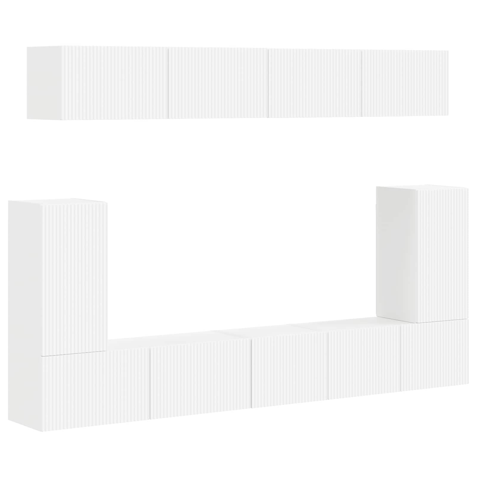 Tv-meubelset Wandgemonteerd 5 pcs Wit Bewerkt hout is nu te koop bij PeponiXL, paradijselijk wonen!