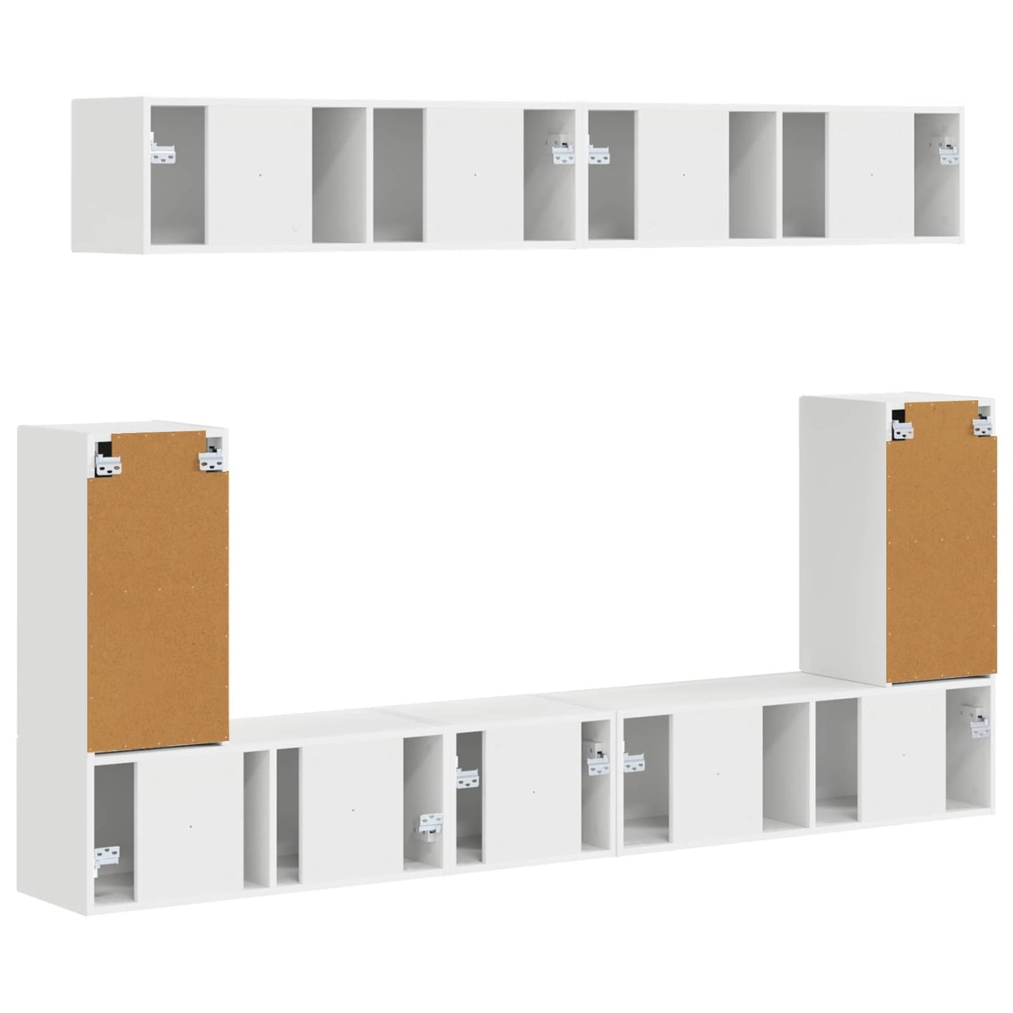 Tv-meubelset Wandgemonteerd 5 pcs Wit Bewerkt hout is nu te koop bij PeponiXL, paradijselijk wonen!