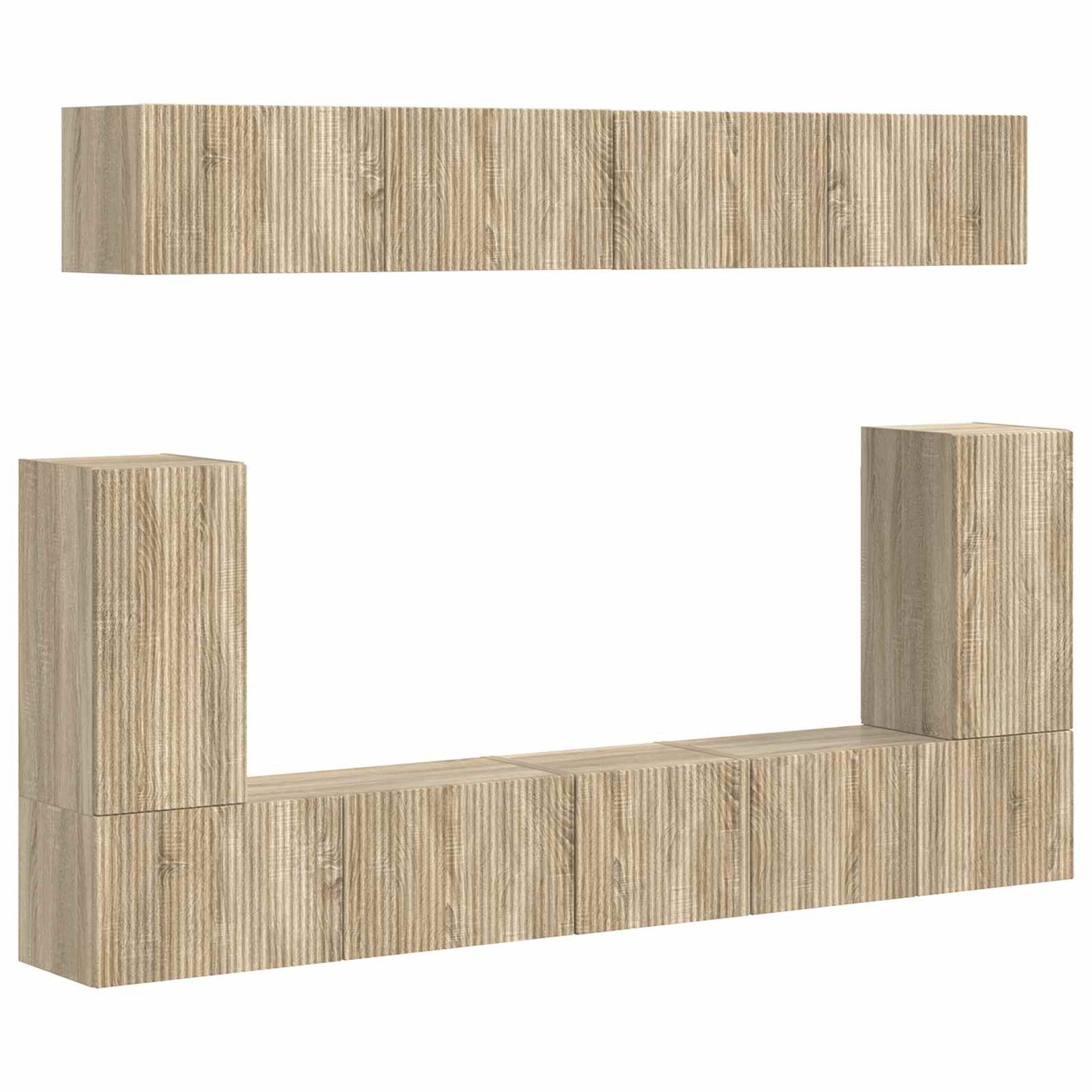 Tv-meubelset Wandgemonteerd 5 pcs Sonoma Eiken Bewerkt hout is nu te koop bij PeponiXL, paradijselijk wonen!