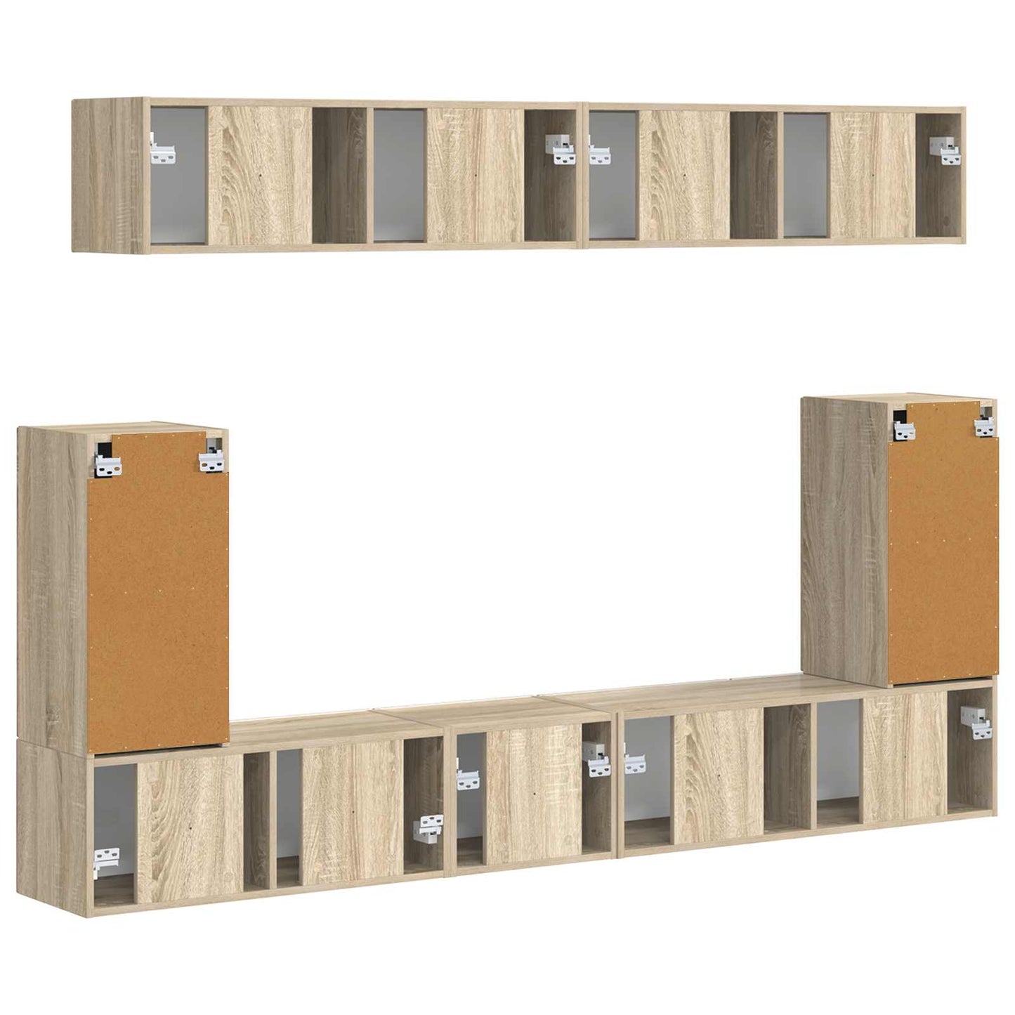 Tv-meubelset Wandgemonteerd 5 pcs Sonoma Eiken Bewerkt hout is nu te koop bij PeponiXL, paradijselijk wonen!