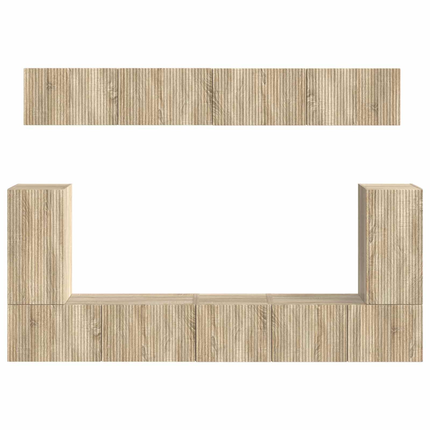 Tv-meubelset Wandgemonteerd 5 pcs Sonoma Eiken Bewerkt hout is nu te koop bij PeponiXL, paradijselijk wonen!