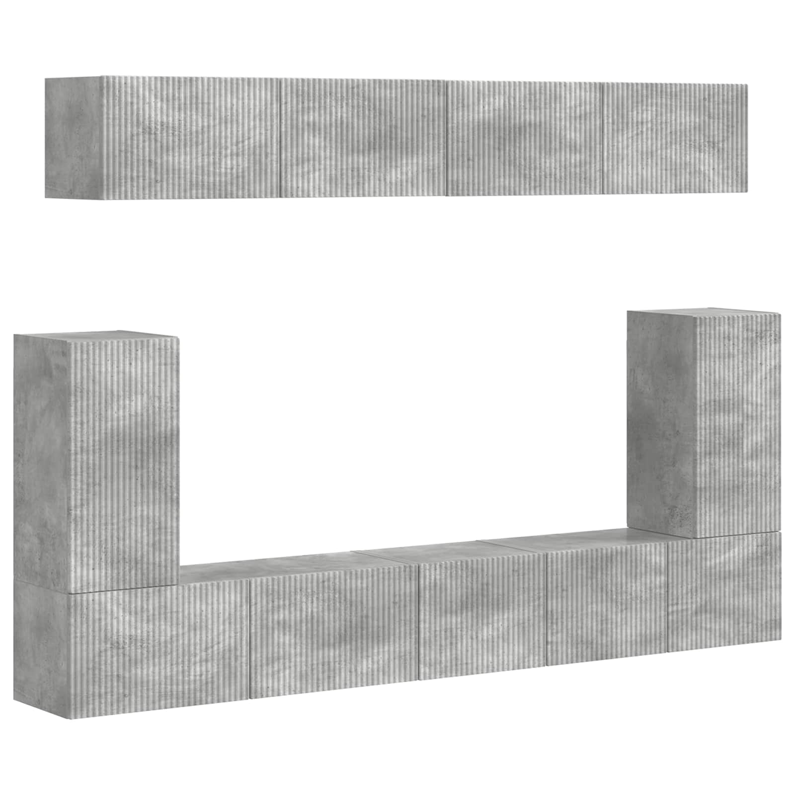 Tv-meubelset Wandgemonteerd 5 pcs Beton Grijs Bewerkt hout is nu te koop bij PeponiXL, paradijselijk wonen!