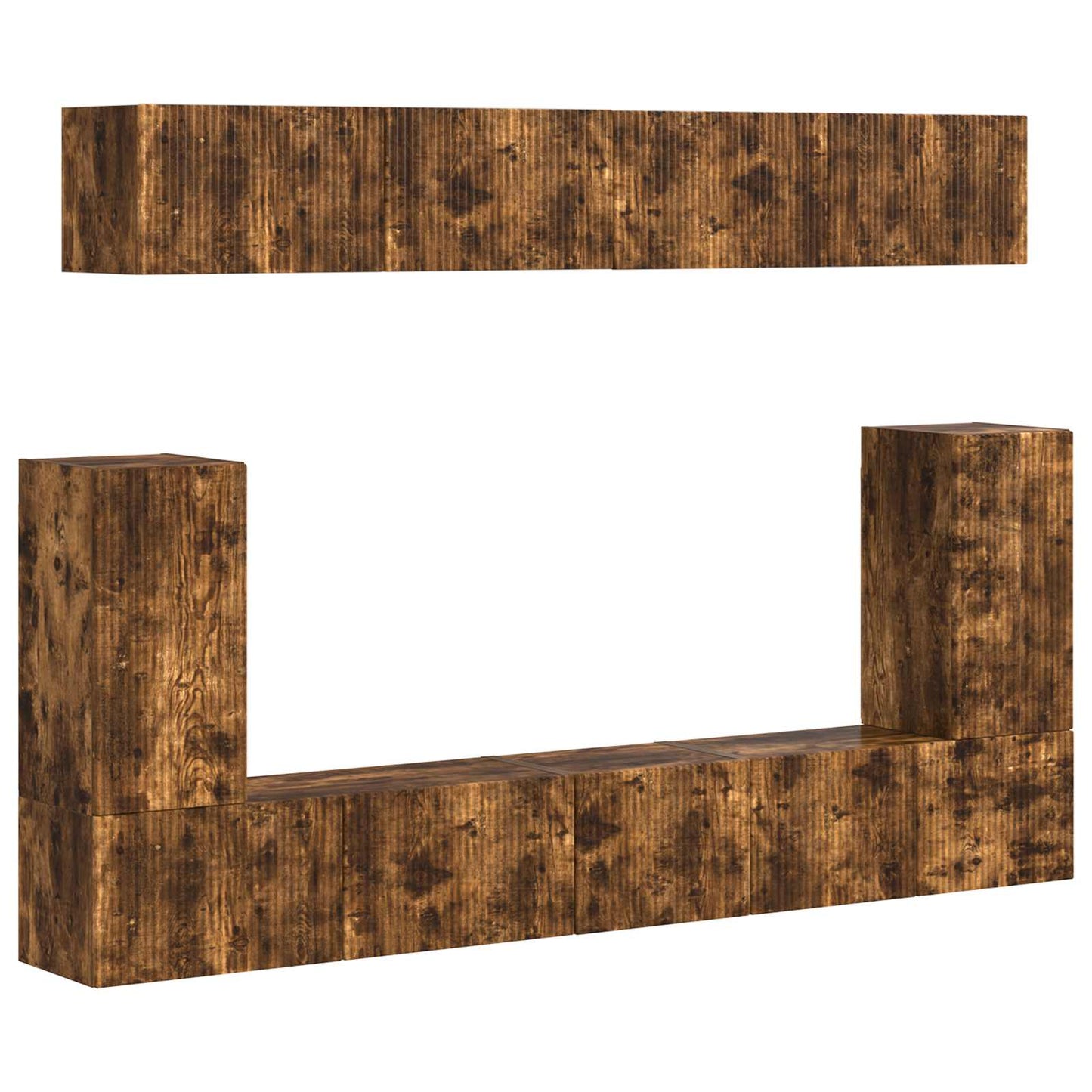 Tv-meubelset Wandgemonteerd 5 pcs Gerookt eiken Bewerkt hout is nu te koop bij PeponiXL, paradijselijk wonen!