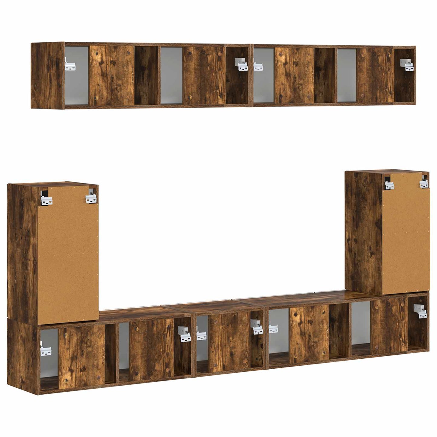 Tv-meubelset Wandgemonteerd 5 pcs Gerookt eiken Bewerkt hout is nu te koop bij PeponiXL, paradijselijk wonen!