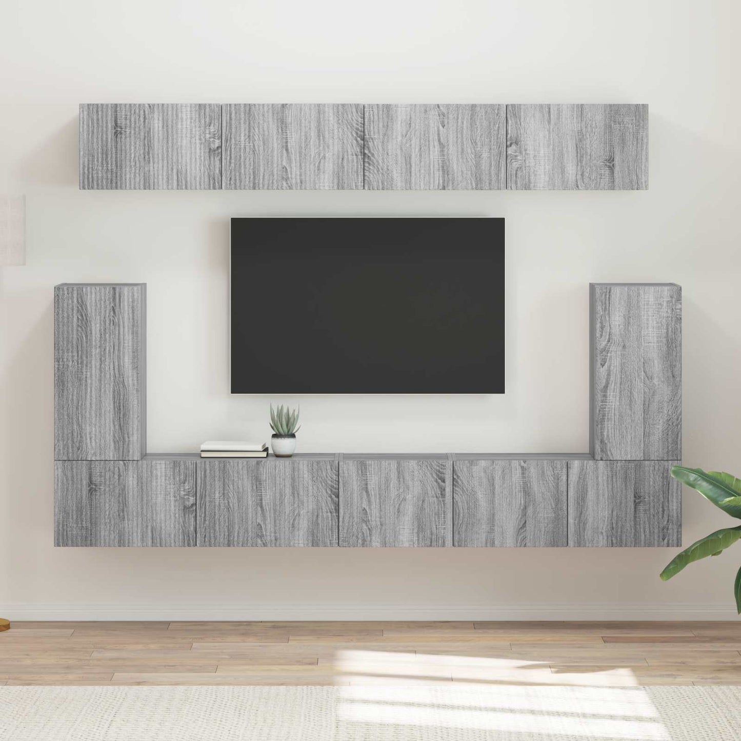 Tv-meubelset Wandgemonteerd 5 pcs Grijs Sonoma Bewerkt hout is nu te koop bij PeponiXL, paradijselijk wonen!