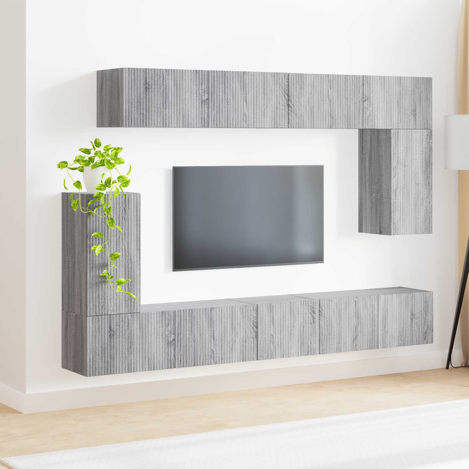 Tv-meubelset Wandgemonteerd 5 pcs Grijs Sonoma Bewerkt hout is nu te koop bij PeponiXL, paradijselijk wonen!