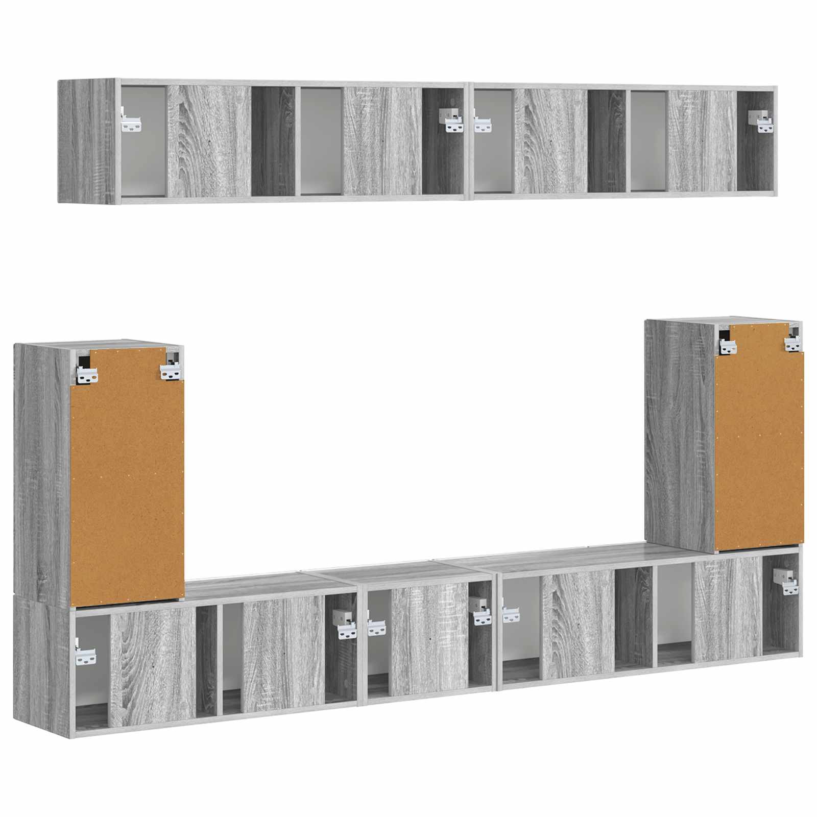 Tv-meubelset Wandgemonteerd 5 pcs Grijs Sonoma Bewerkt hout is nu te koop bij PeponiXL, paradijselijk wonen!