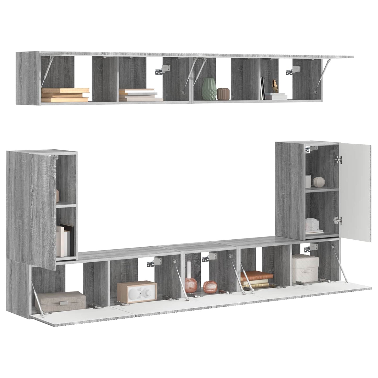 Tv-meubelset Wandgemonteerd 5 pcs Grijs Sonoma Bewerkt hout is nu te koop bij PeponiXL, paradijselijk wonen!