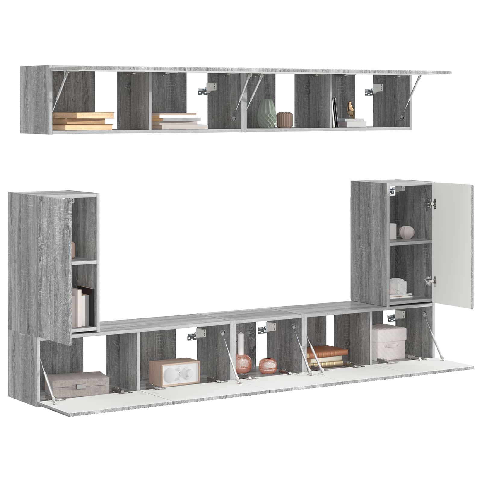 Tv-meubelset Wandgemonteerd 5 pcs Grijs Sonoma Bewerkt hout is nu te koop bij PeponiXL, paradijselijk wonen!