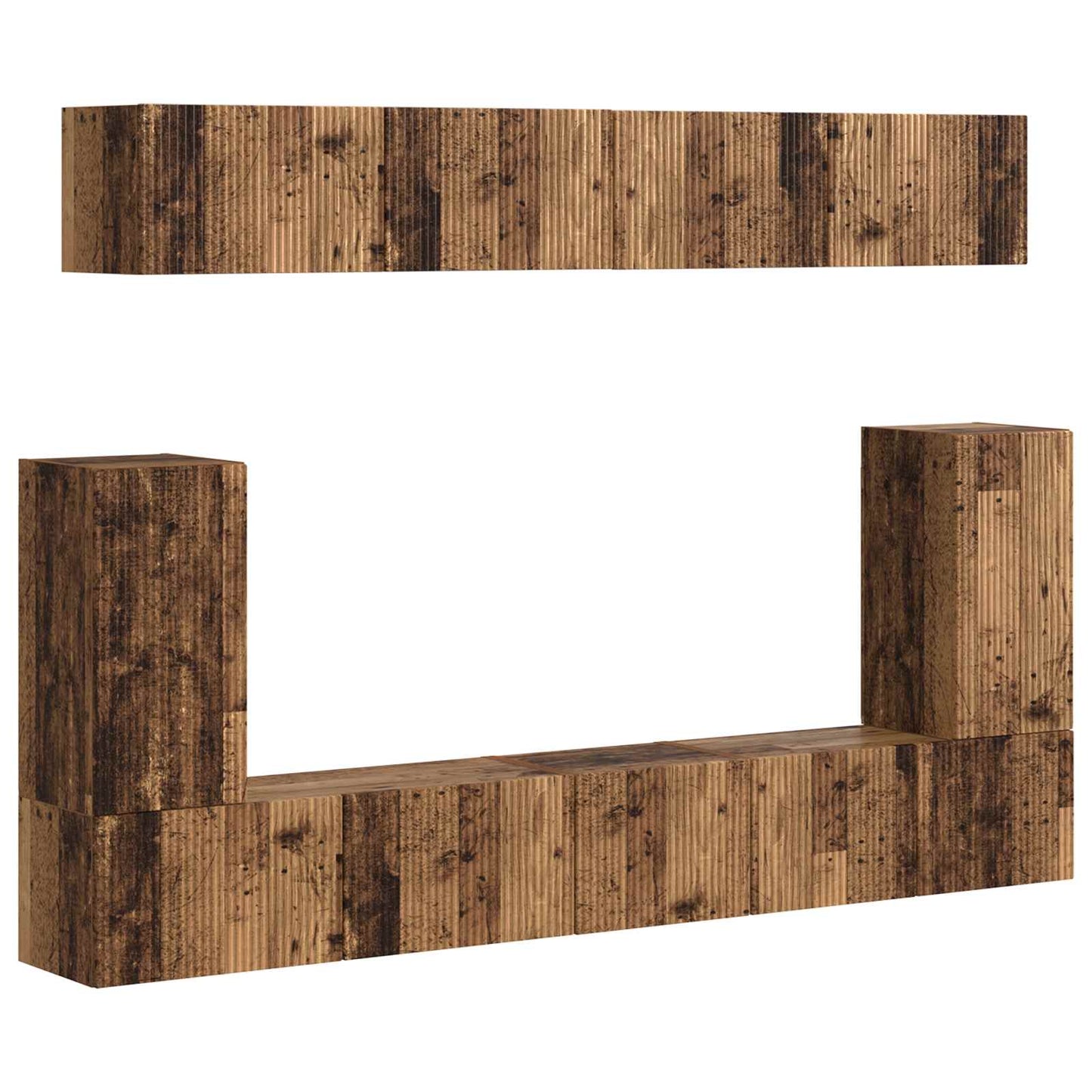 Tv-meubelset Wandgemonteerd 5 pcs Oudhout Bewerkt hout is nu te koop bij PeponiXL, paradijselijk wonen!