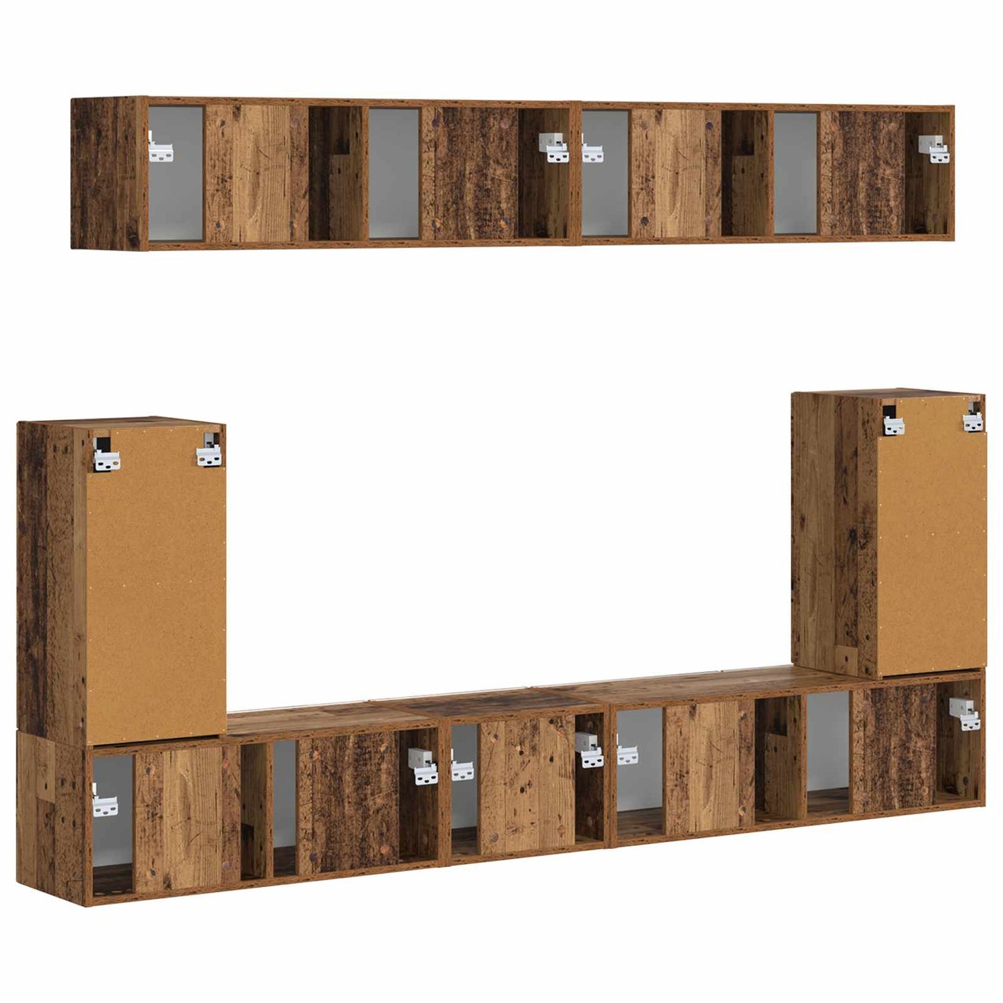 Tv-meubelset Wandgemonteerd 5 pcs Oudhout Bewerkt hout is nu te koop bij PeponiXL, paradijselijk wonen!