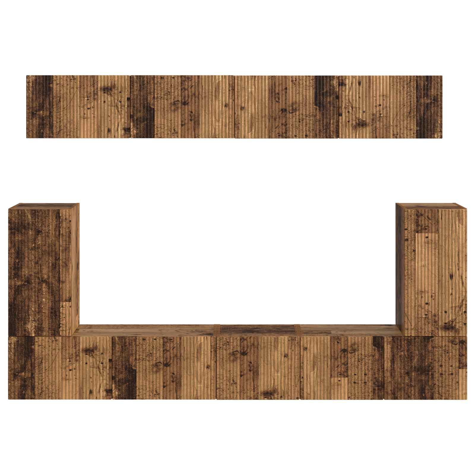 Tv-meubelset Wandgemonteerd 5 pcs Oudhout Bewerkt hout is nu te koop bij PeponiXL, paradijselijk wonen!
