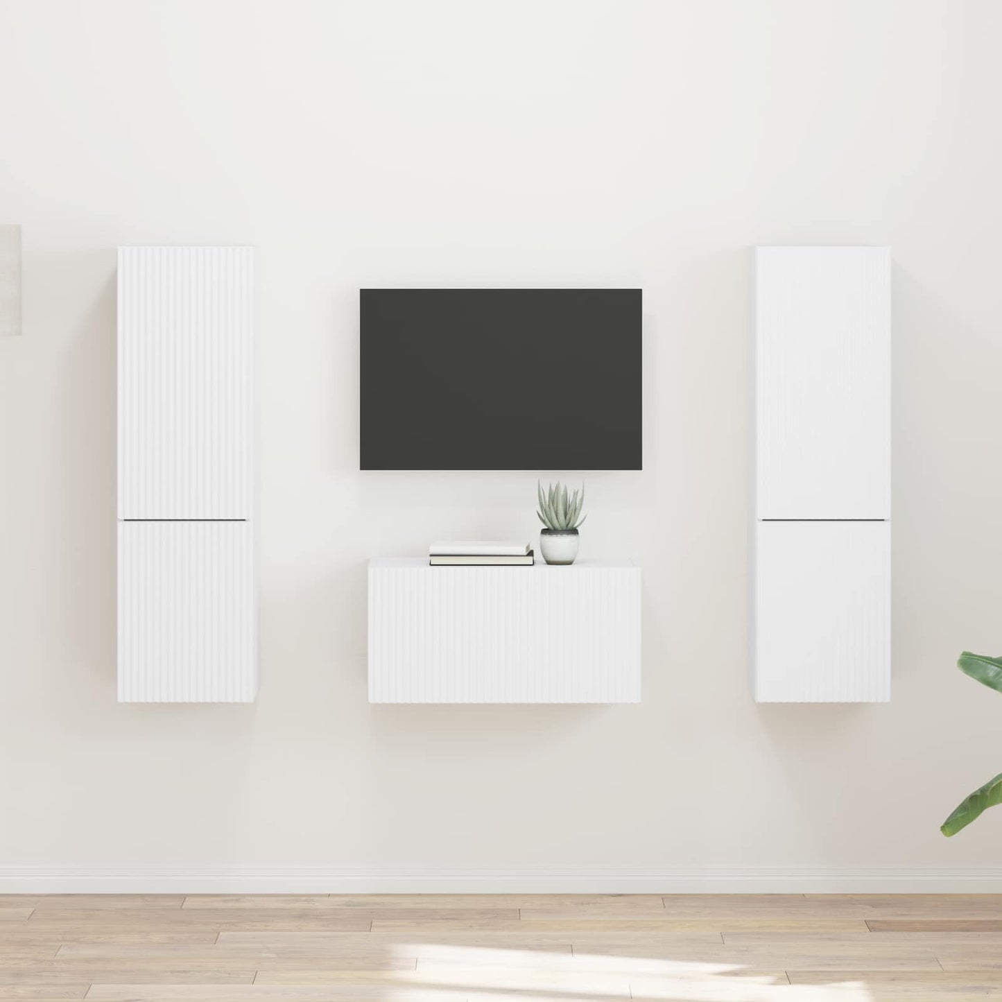 Tv-meubelset 5 pcs Wit Bewerkt hout is nu te koop bij PeponiXL, paradijselijk wonen!