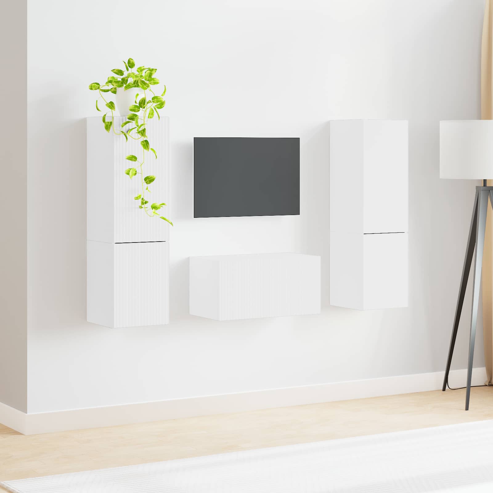 Tv-meubelset 5 pcs Wit Bewerkt hout is nu te koop bij PeponiXL, paradijselijk wonen!
