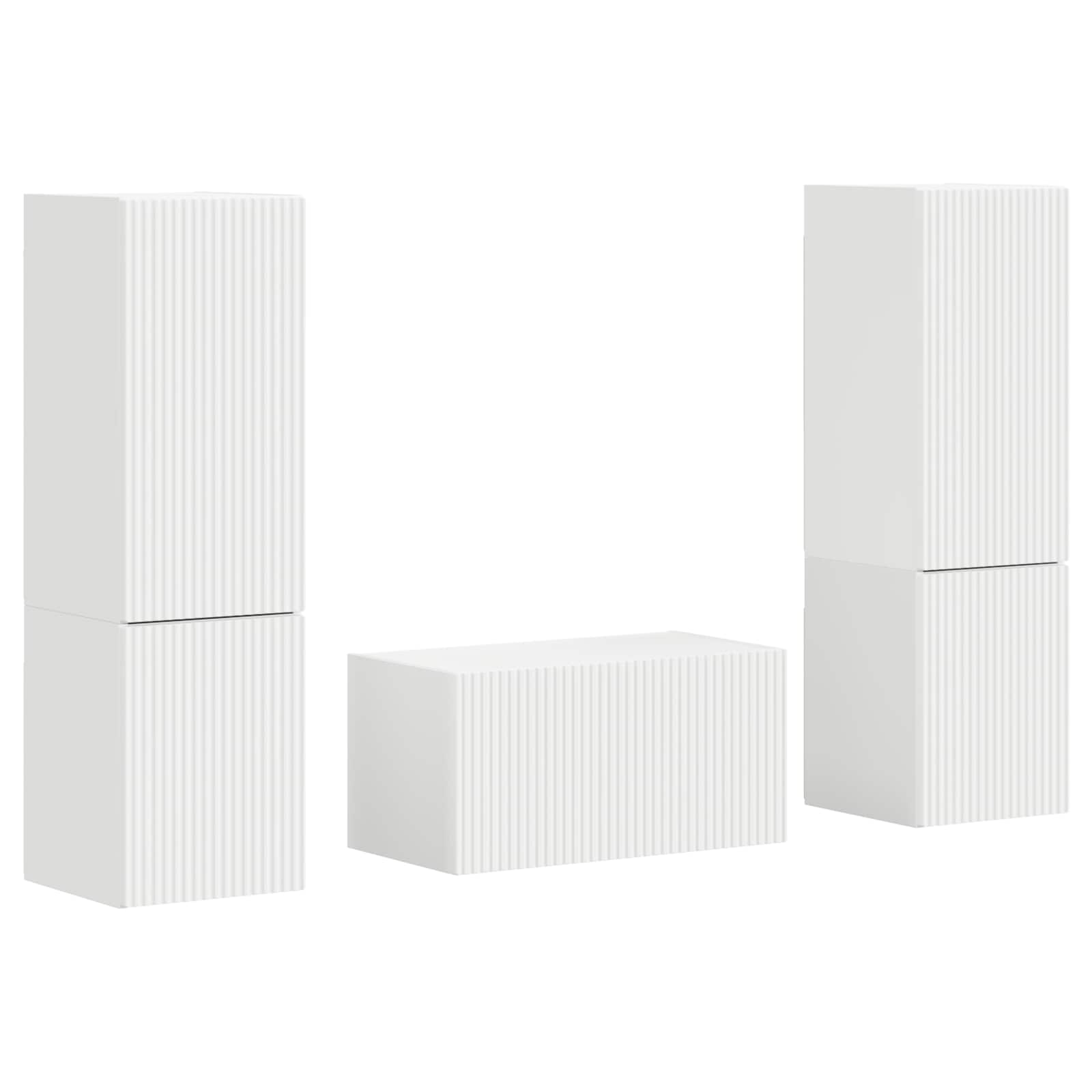 Tv-meubelset 5 pcs Wit Bewerkt hout is nu te koop bij PeponiXL, paradijselijk wonen!