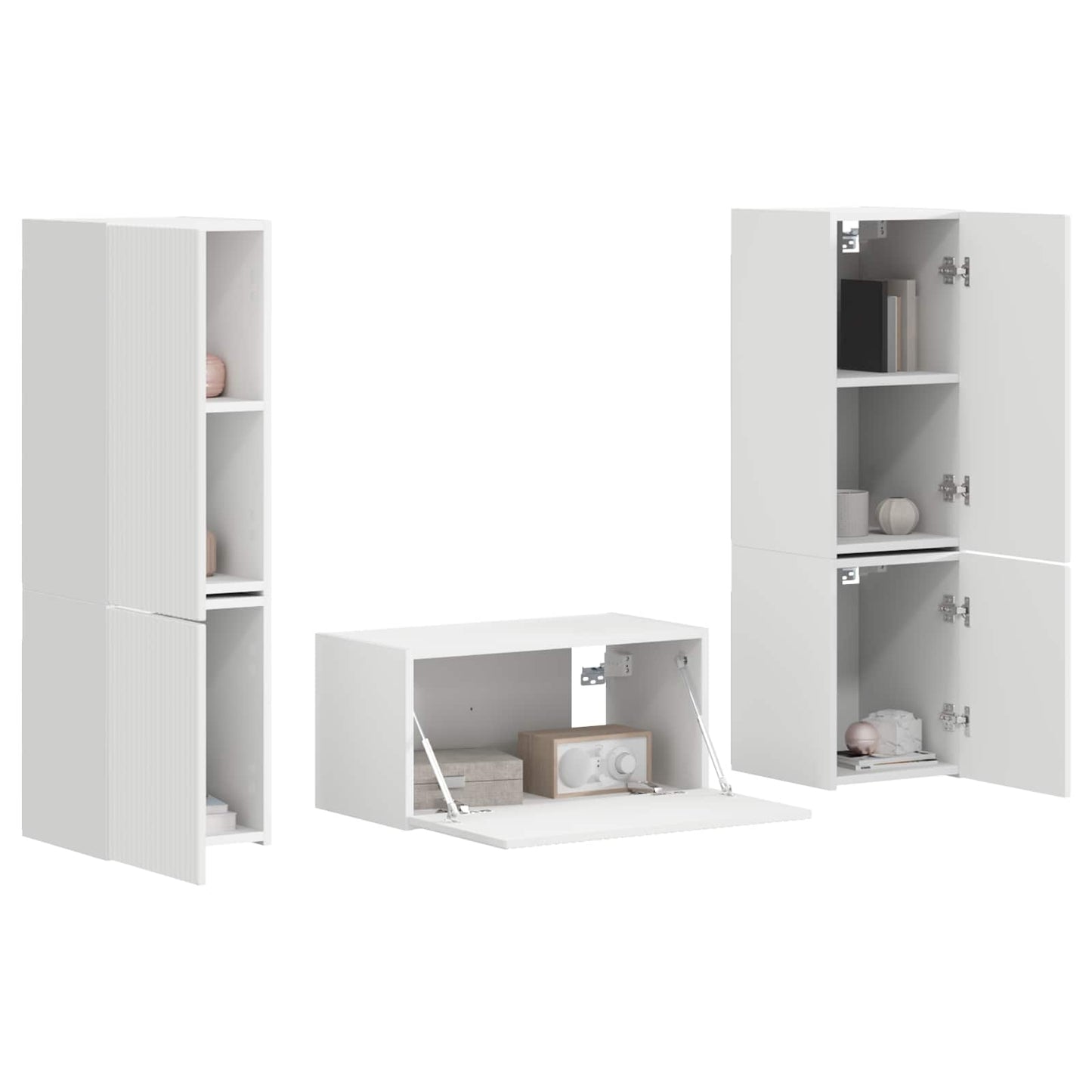 Tv-meubelset 5 pcs Wit Bewerkt hout is nu te koop bij PeponiXL, paradijselijk wonen!
