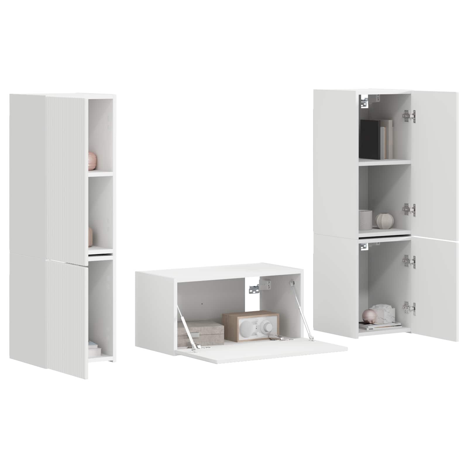 Tv-meubelset 5 pcs Wit Bewerkt hout is nu te koop bij PeponiXL, paradijselijk wonen!