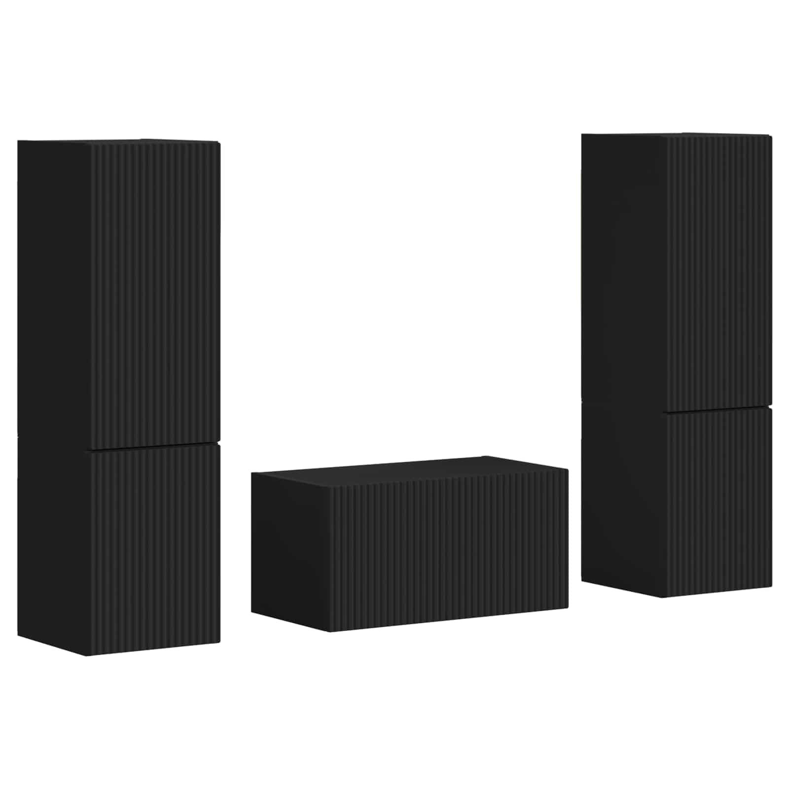 Tv-meubelset 5 pcs Zwart Bewerkt hout is nu te koop bij PeponiXL, paradijselijk wonen!