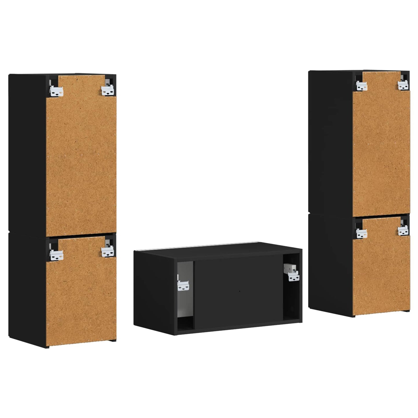 Tv-meubelset 5 pcs Zwart Bewerkt hout is nu te koop bij PeponiXL, paradijselijk wonen!