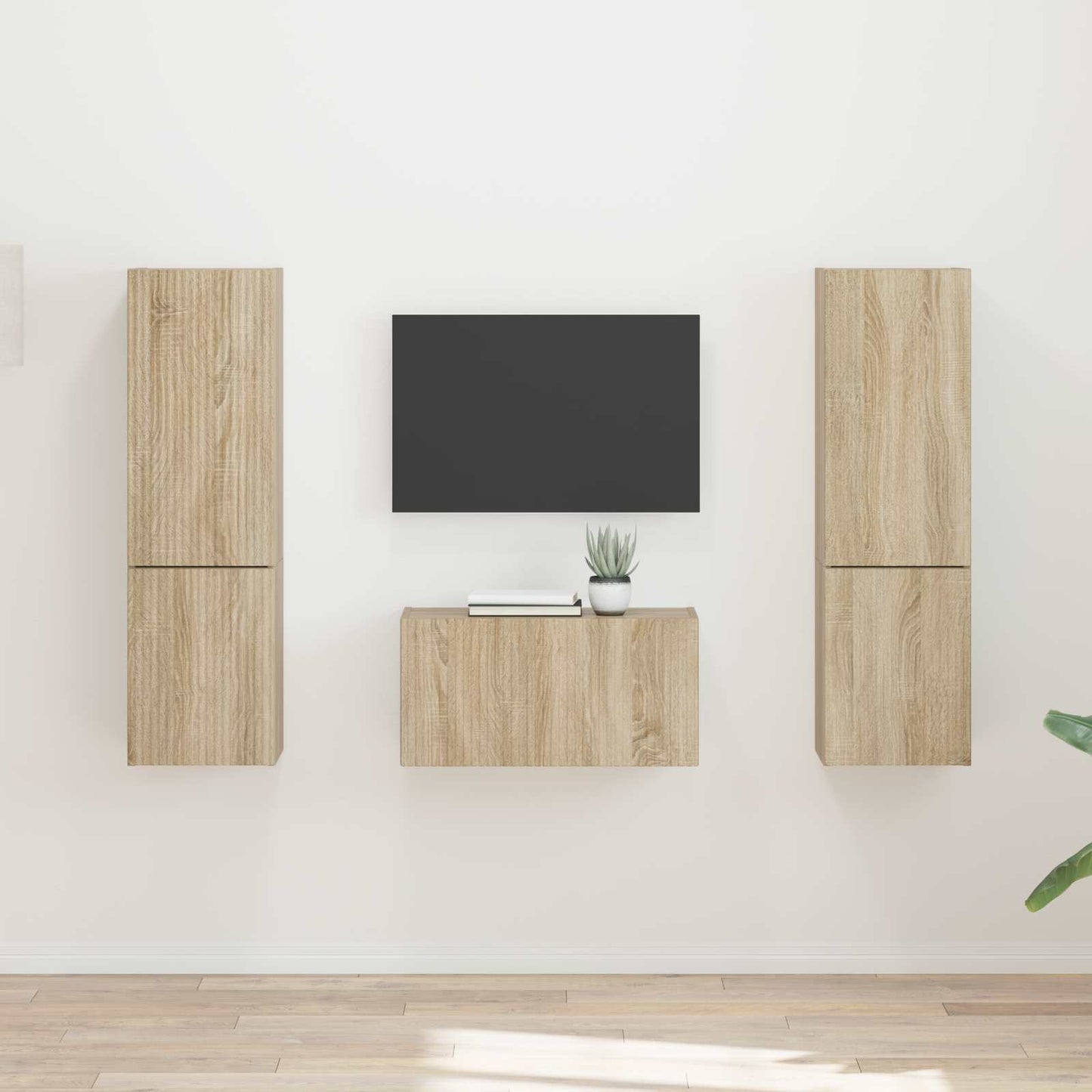 Tv-meubelset 5 pcs Sonoma Eiken Bewerkt hout is nu te koop bij PeponiXL, paradijselijk wonen!