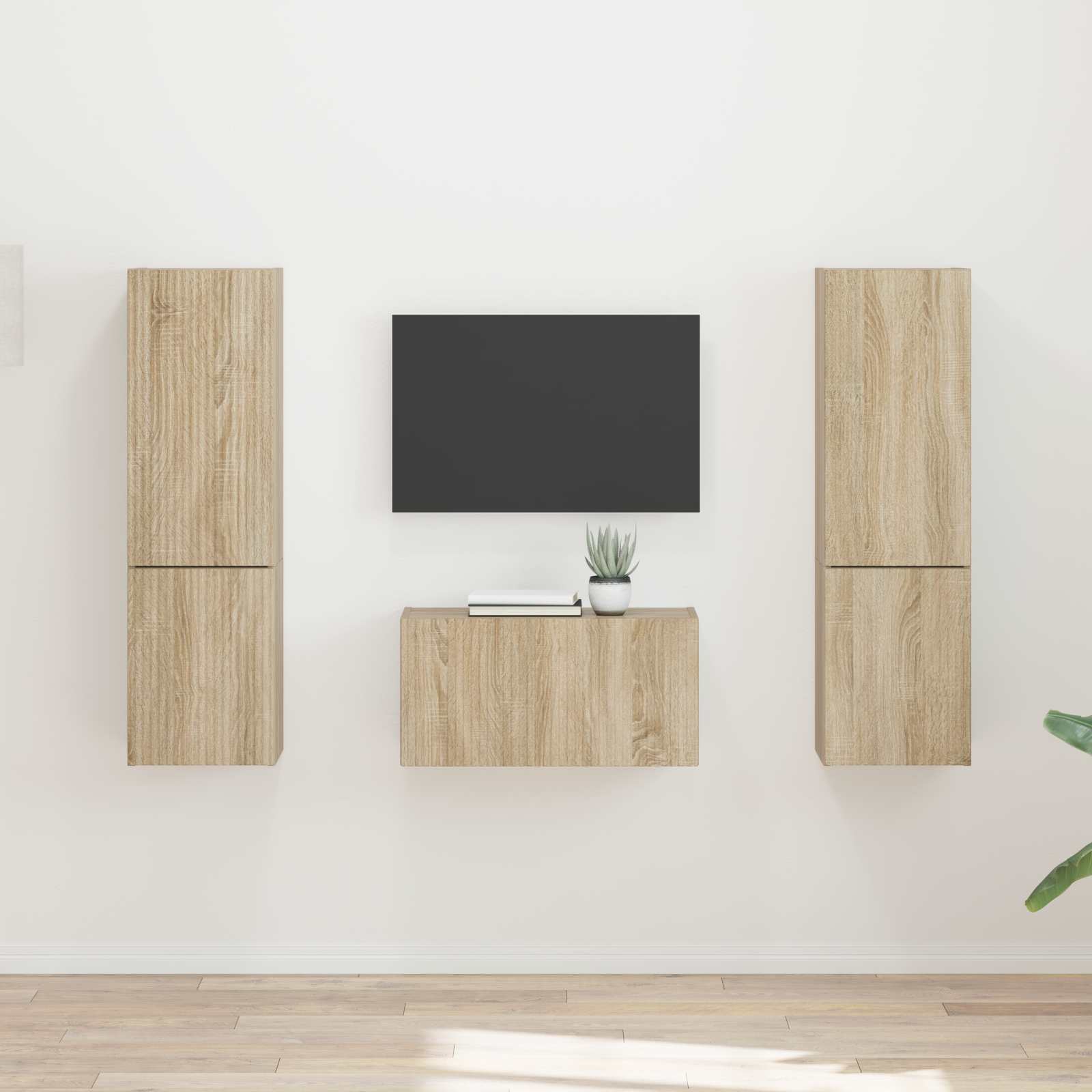 Tv-meubelset 5 pcs Sonoma Eiken Bewerkt hout is nu te koop bij PeponiXL, paradijselijk wonen!