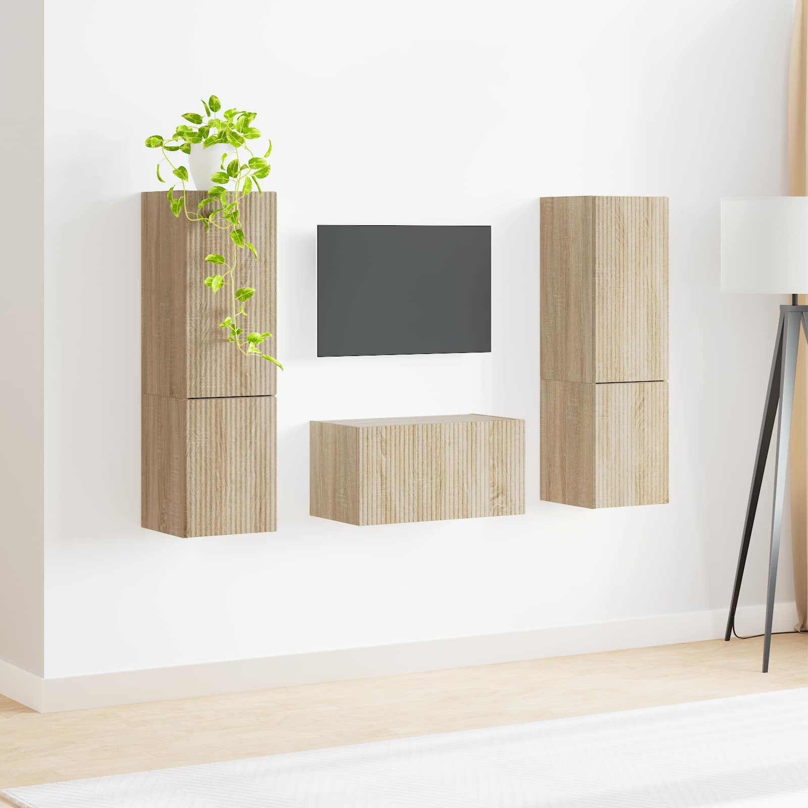 Tv-meubelset 5 pcs Sonoma Eiken Bewerkt hout is nu te koop bij PeponiXL, paradijselijk wonen!