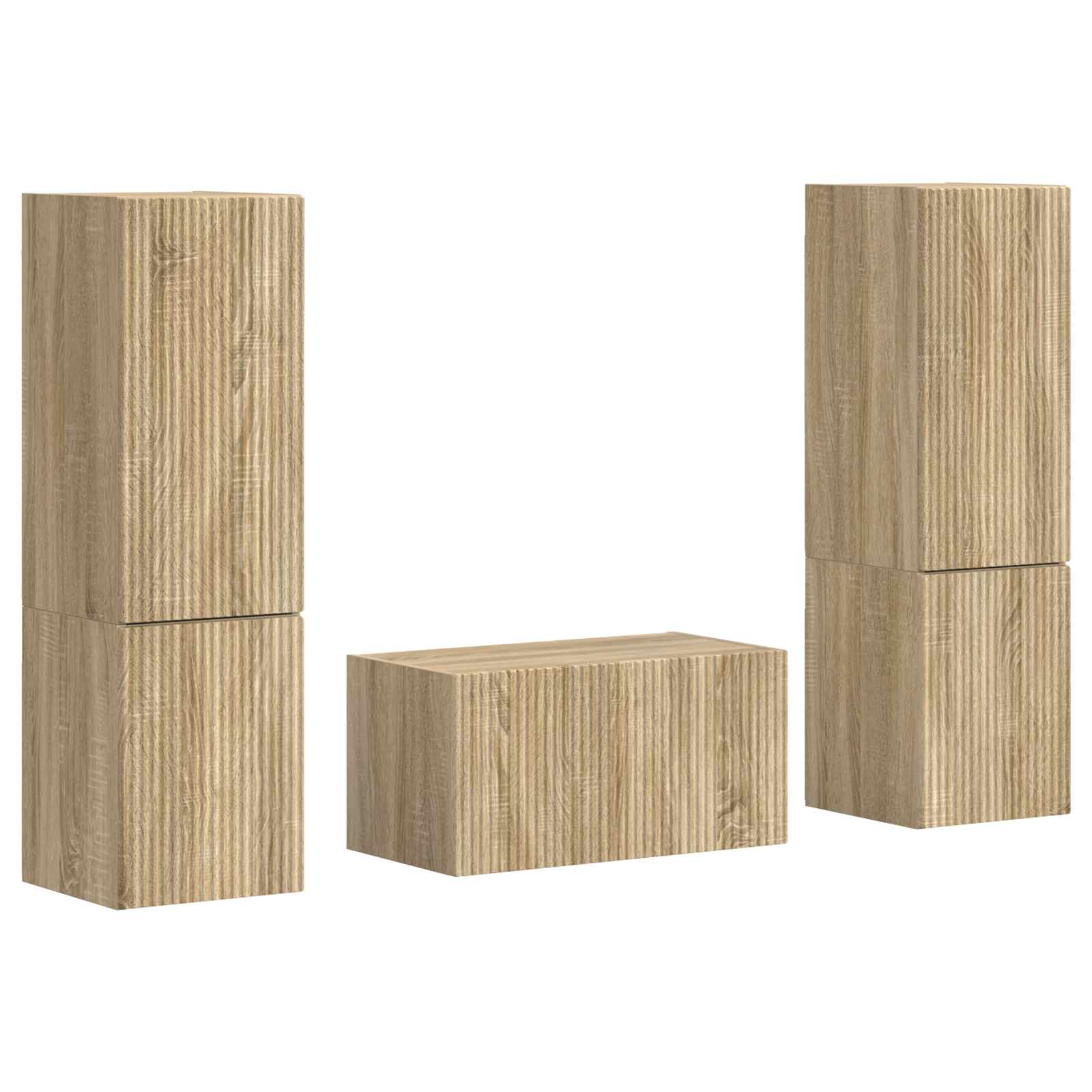 Tv-meubelset 5 pcs Sonoma Eiken Bewerkt hout is nu te koop bij PeponiXL, paradijselijk wonen!